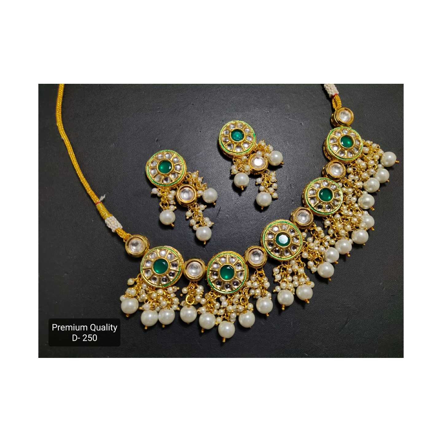 High Quality Kundan Choker Necklace Set With Earring White Onyx Pearl
