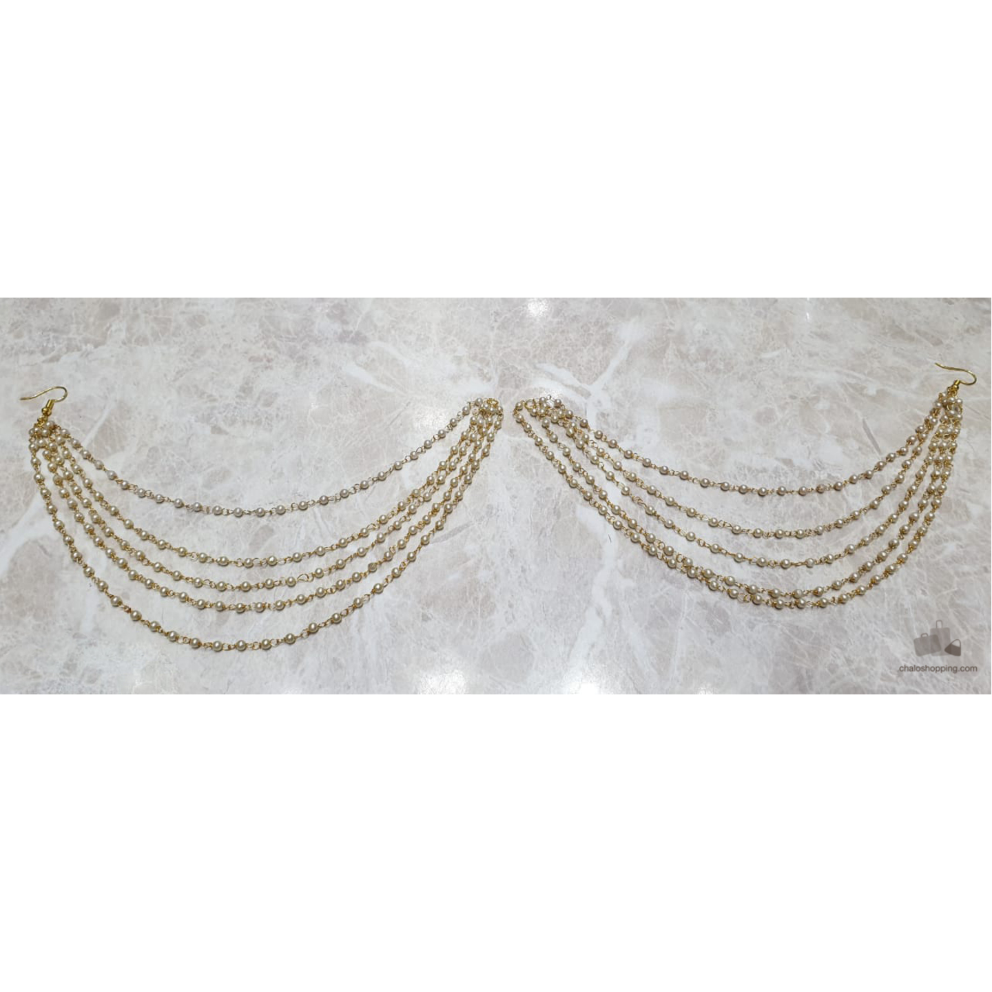 Faux Pearl Long Ear Chain Per Pair