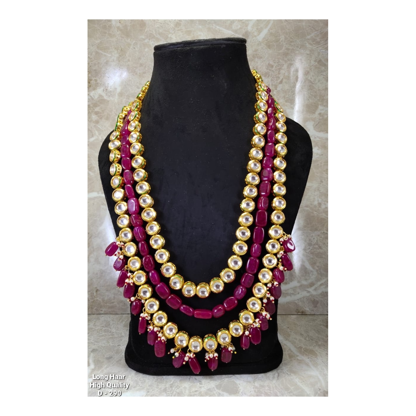 High Quality Necklace Long Set in  Onyx Stone