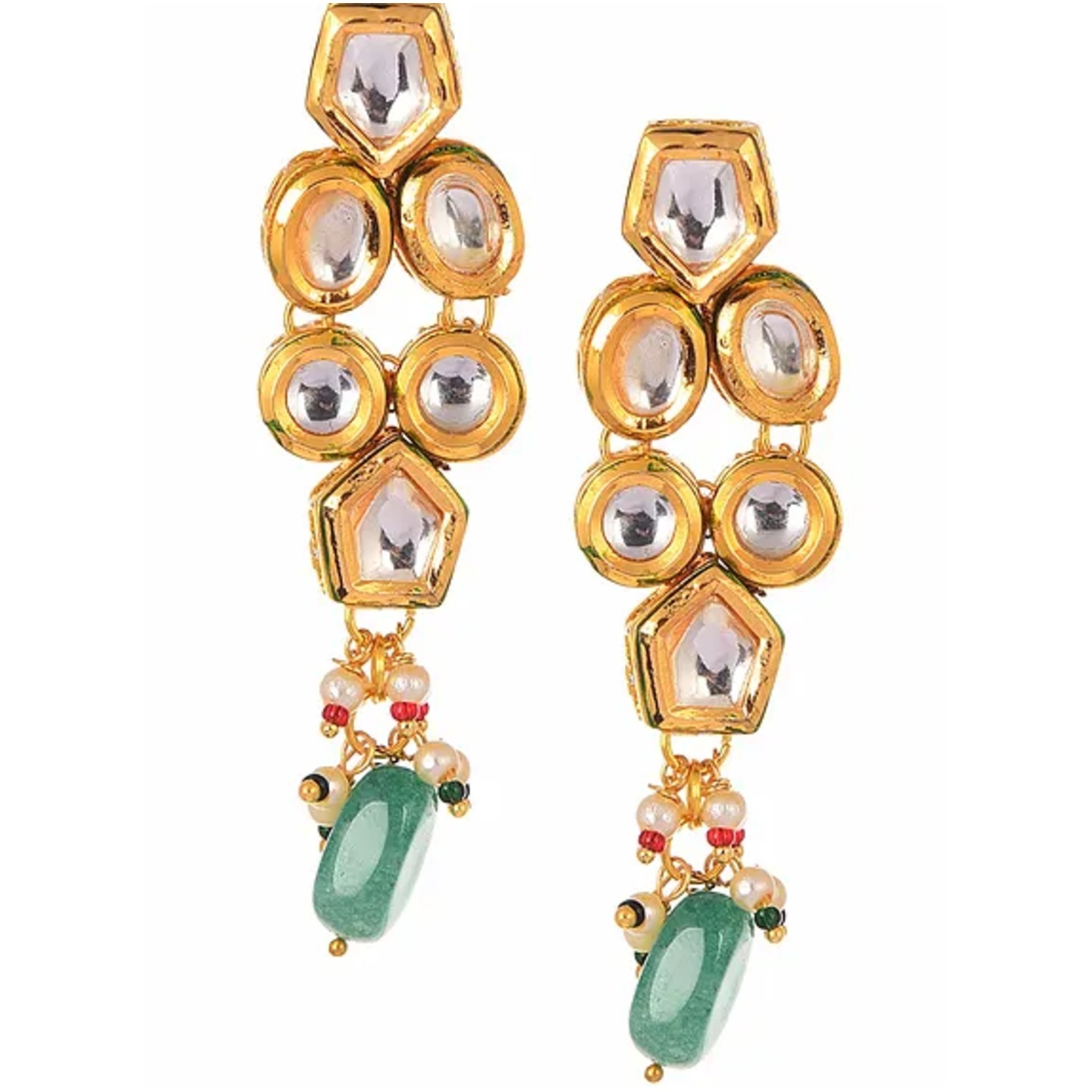 Green Gold Tone Kundan Earring