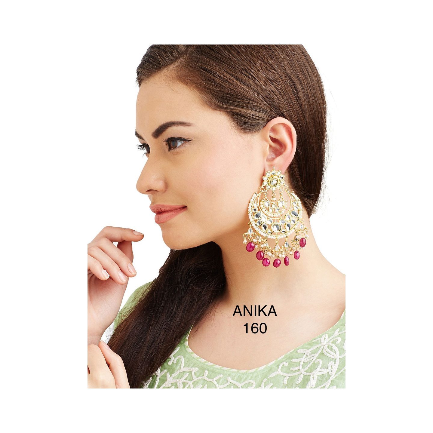 Kundan Earring 0250 Ruby Onyx