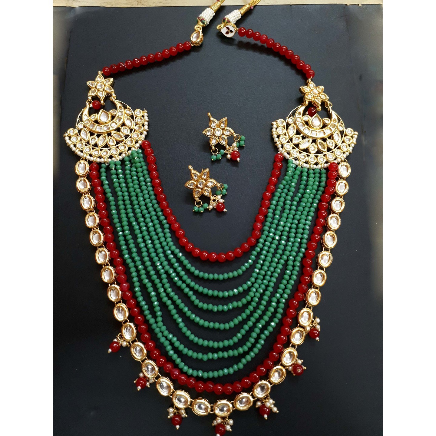 Multi Layer Kundan Necklace Set With Earring