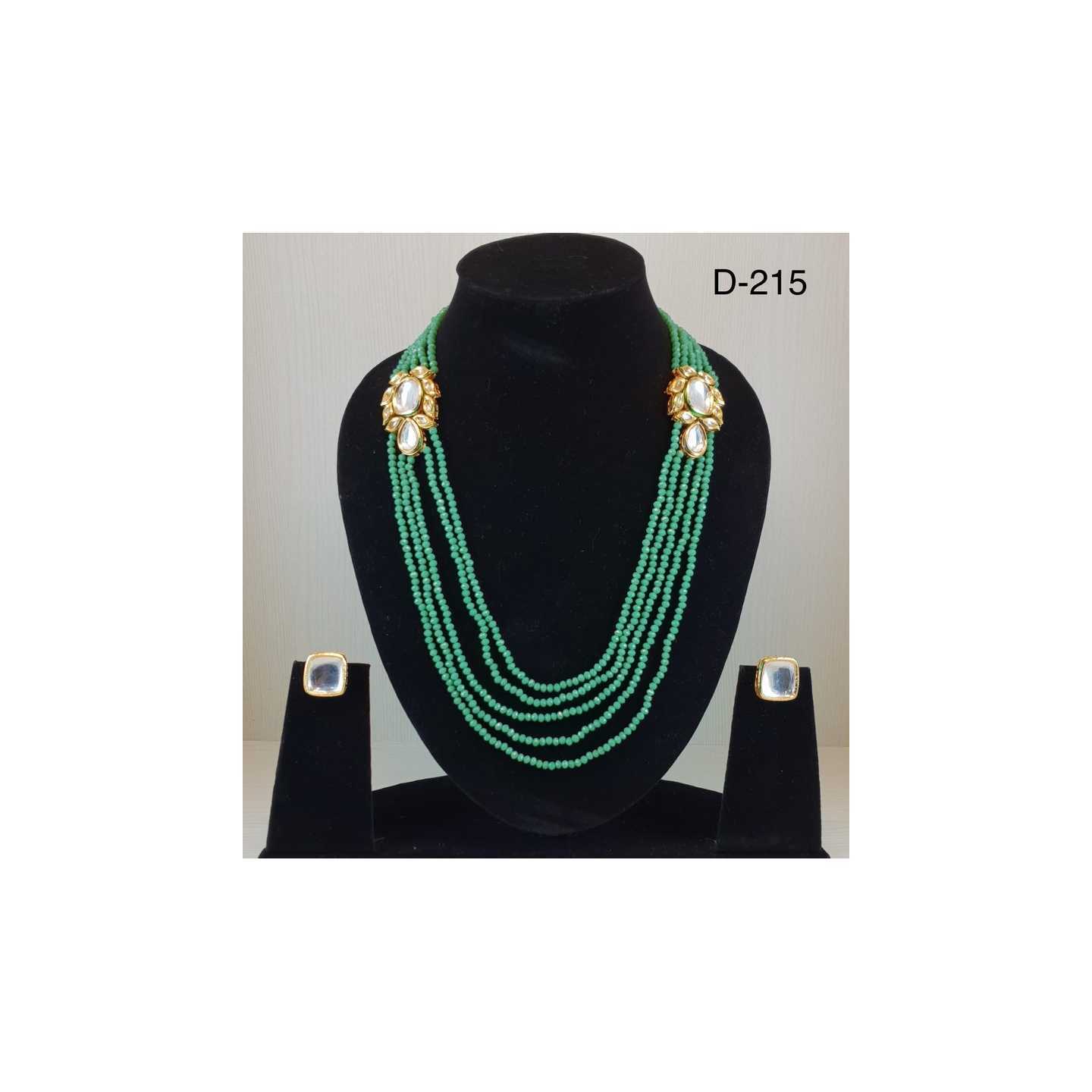 High Quality Kundan Inspired Green Onyx Necklace Set With Earring