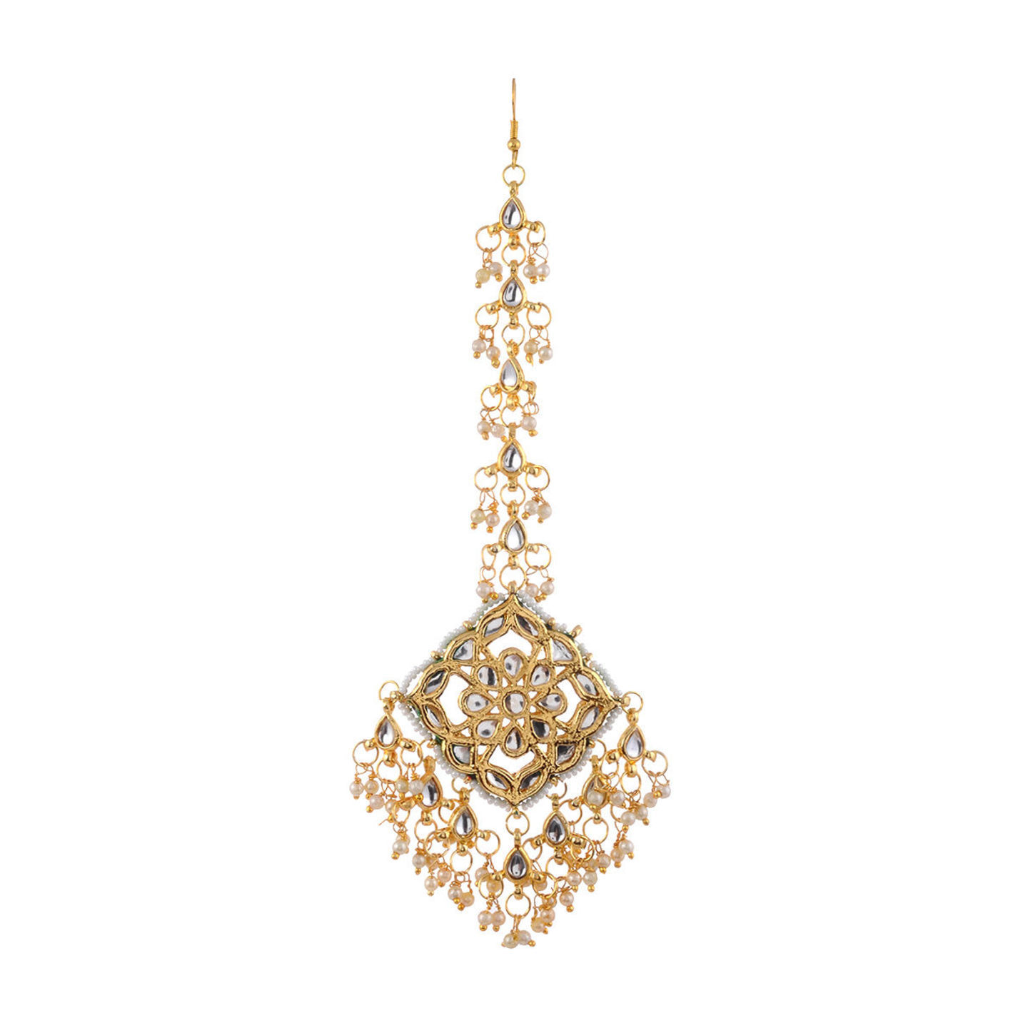 Gold Tone Kundan Meenakari Maang Tikka