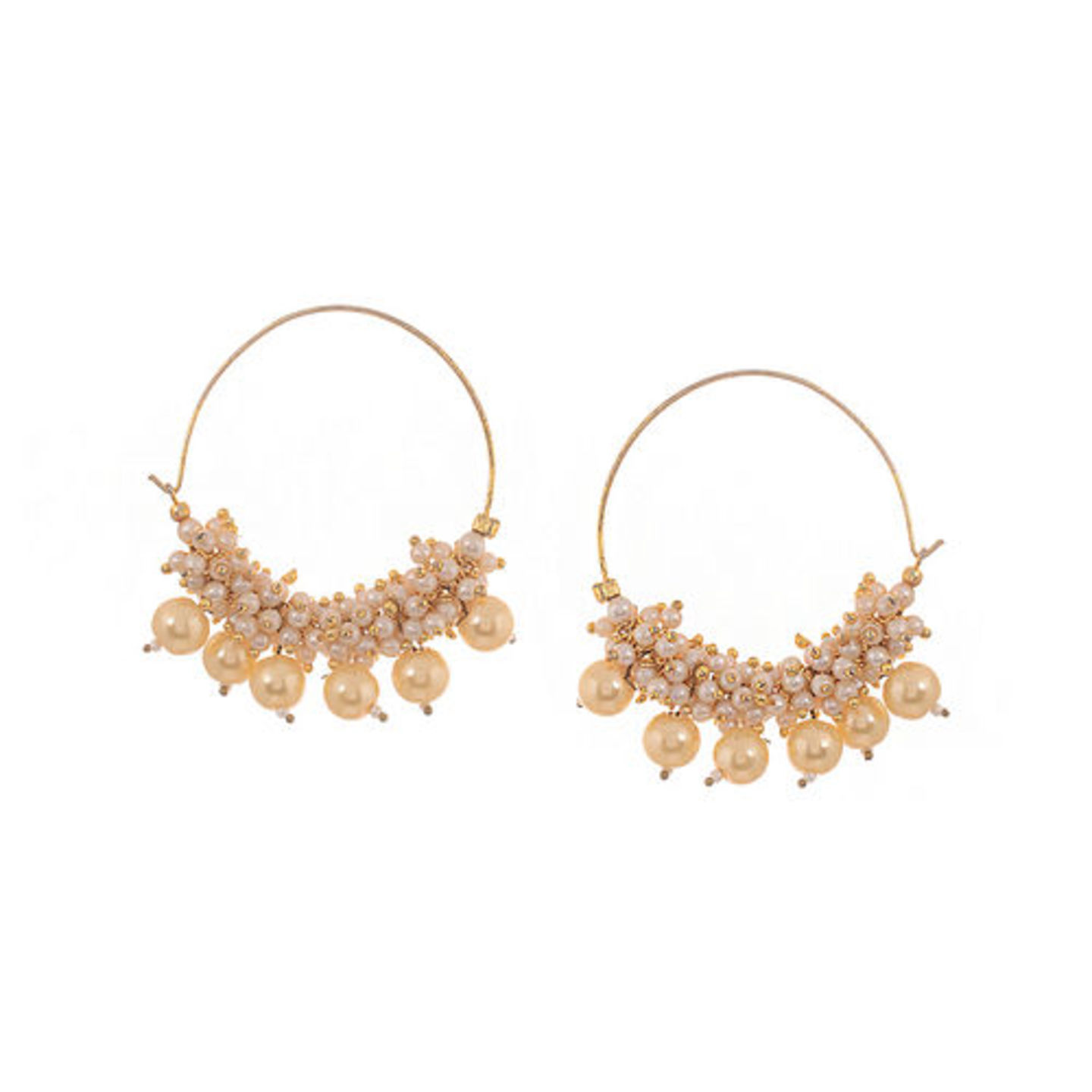 Classic Gold Tone Pearl Hoops
