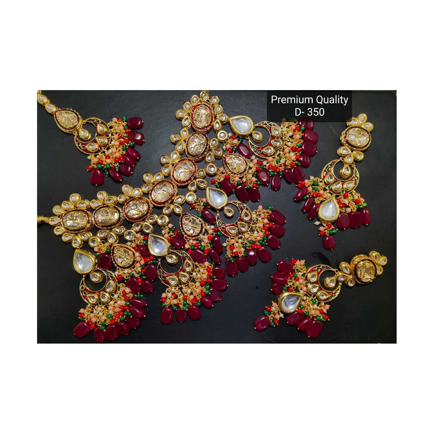High Quality Kundan Choker Necklace Set With Earring Tikka Ruby Onyx Stone