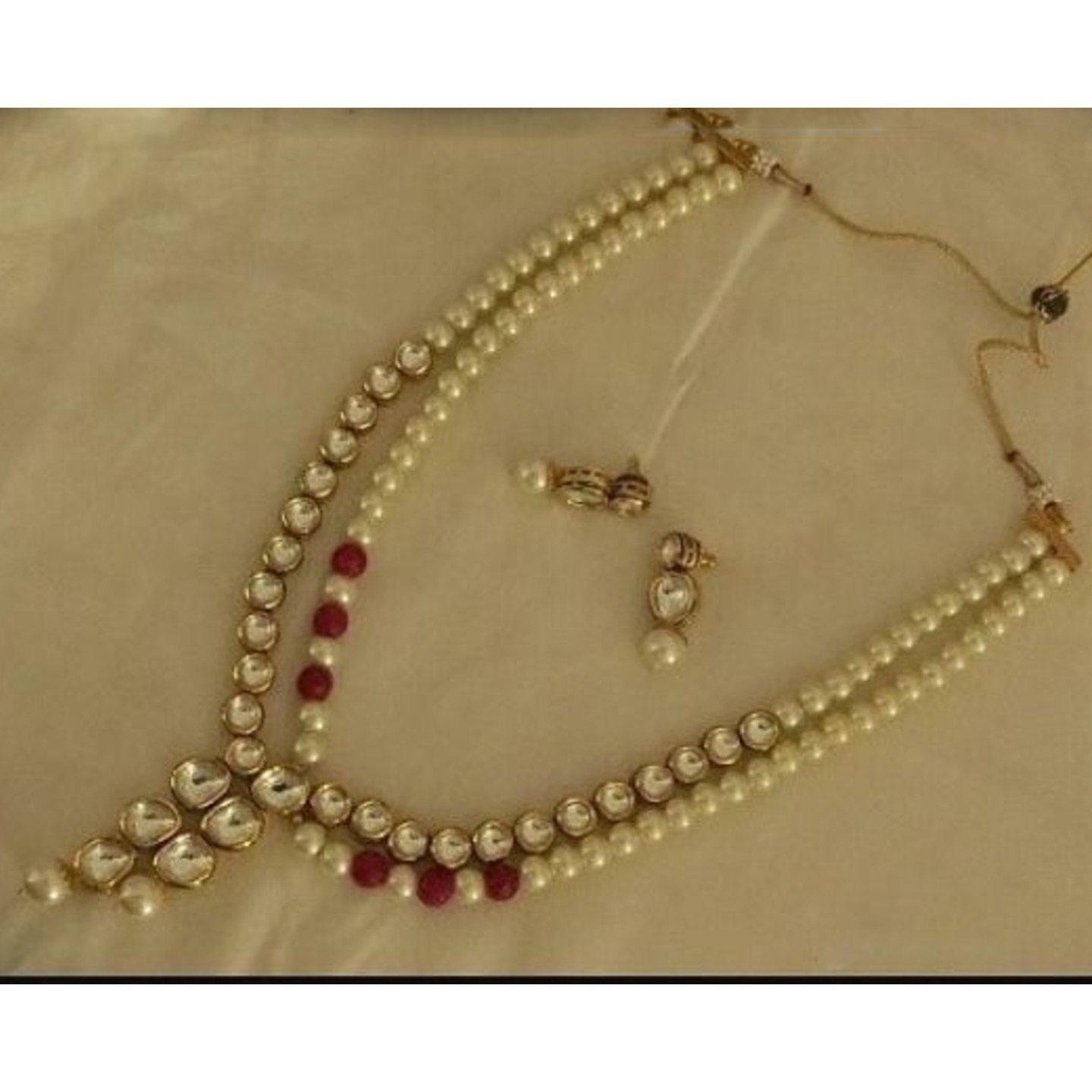 Kundan Double Layer Necklace Set With Earring