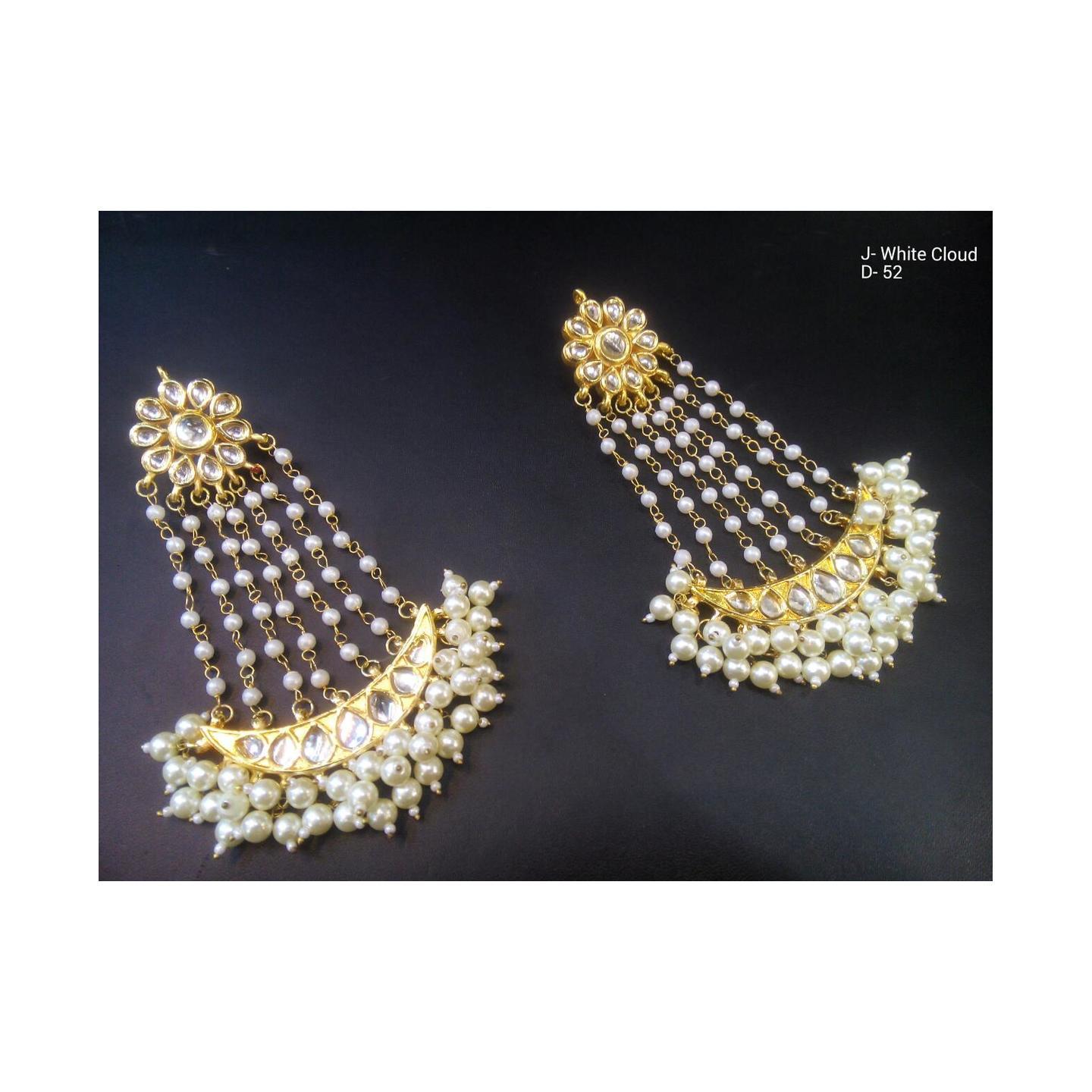 Kundan Earring White Onyx Pearl 061