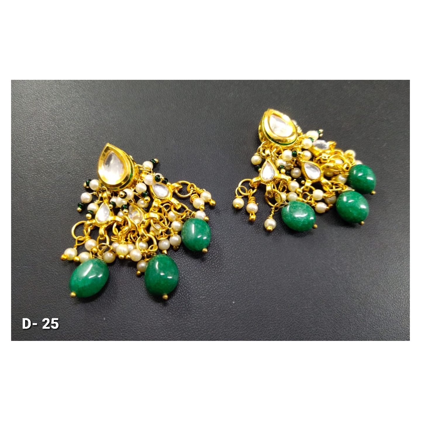 Kundan Earring 026 Green Stone