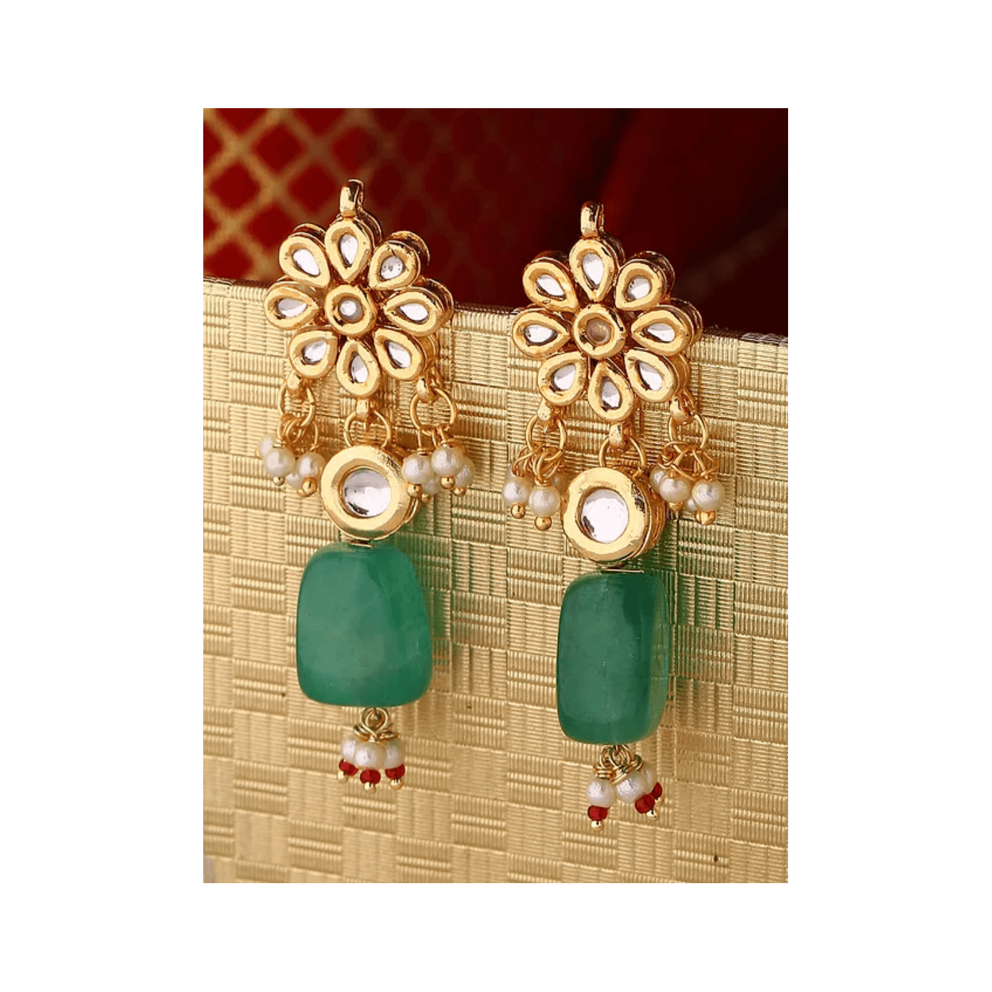 Green Gold Tone Kundan Earring
