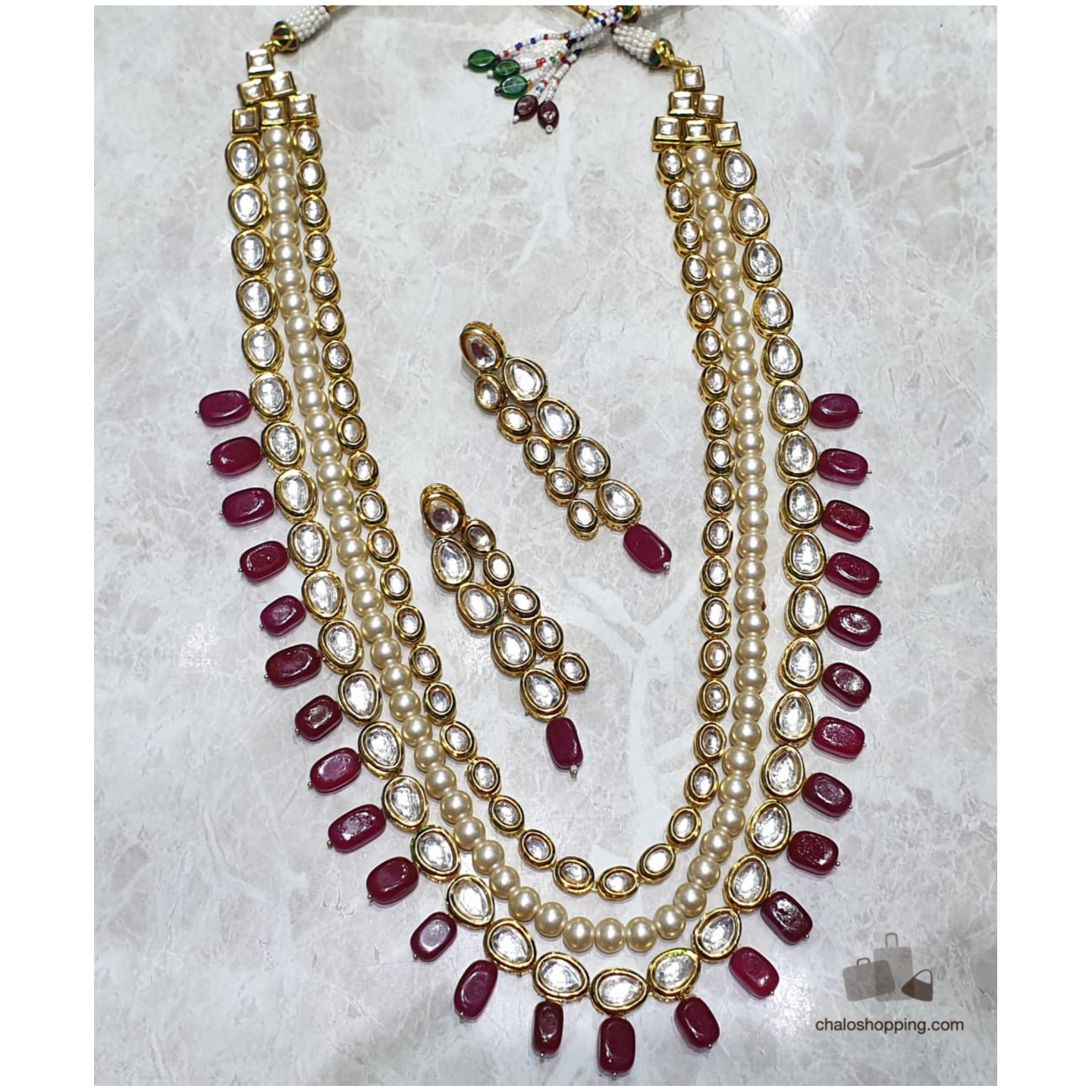 High Quality Kundan and Onyx Red Ruby Stone Necklace