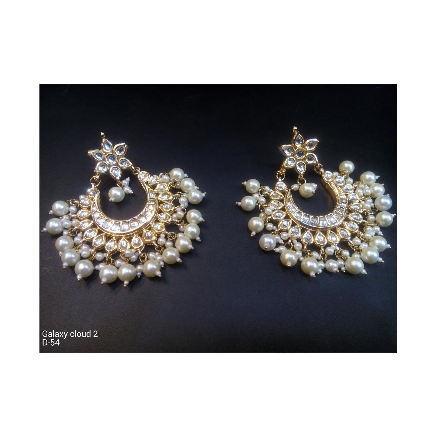 Kundan Earring White Onyx Pearl 063