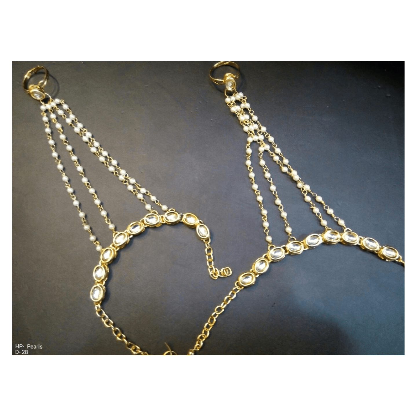 High Quality Kundan Bracelet White Pearl 035