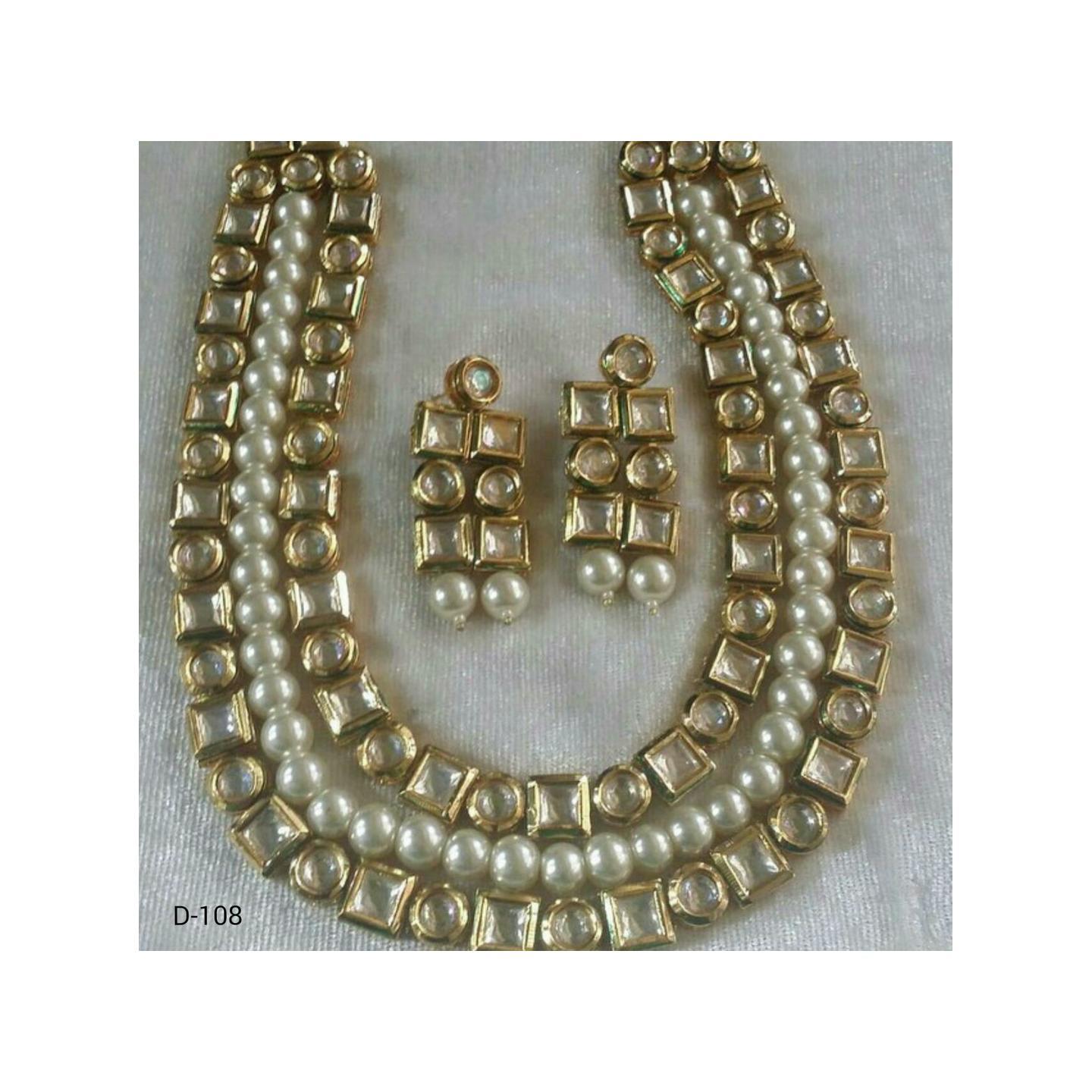 Multi Layer Kundan White Pearl 