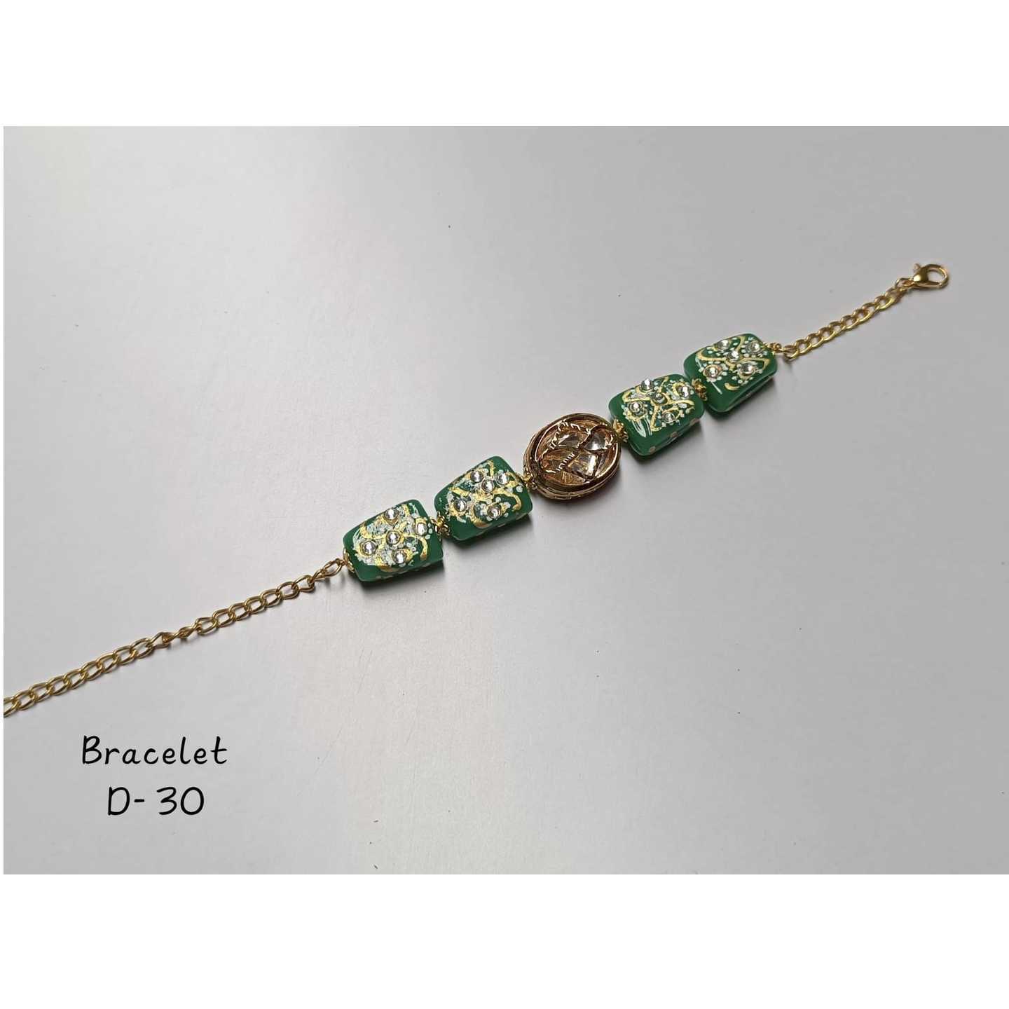 Green Gold Tone Kundan Bracelet 01