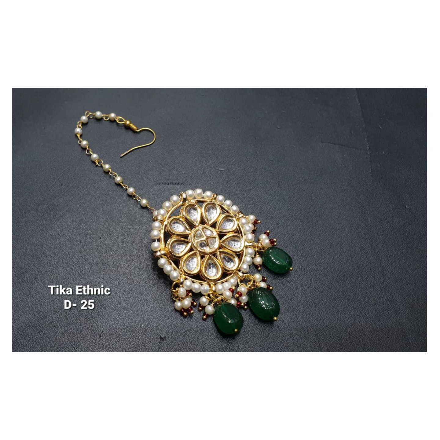 High Quality Kundan Tika Ethnic & Green Stone