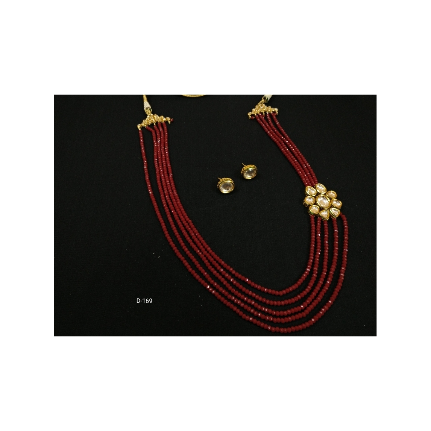 High Quality Kundan Inspired Ruby Red Necklace Set With Earring