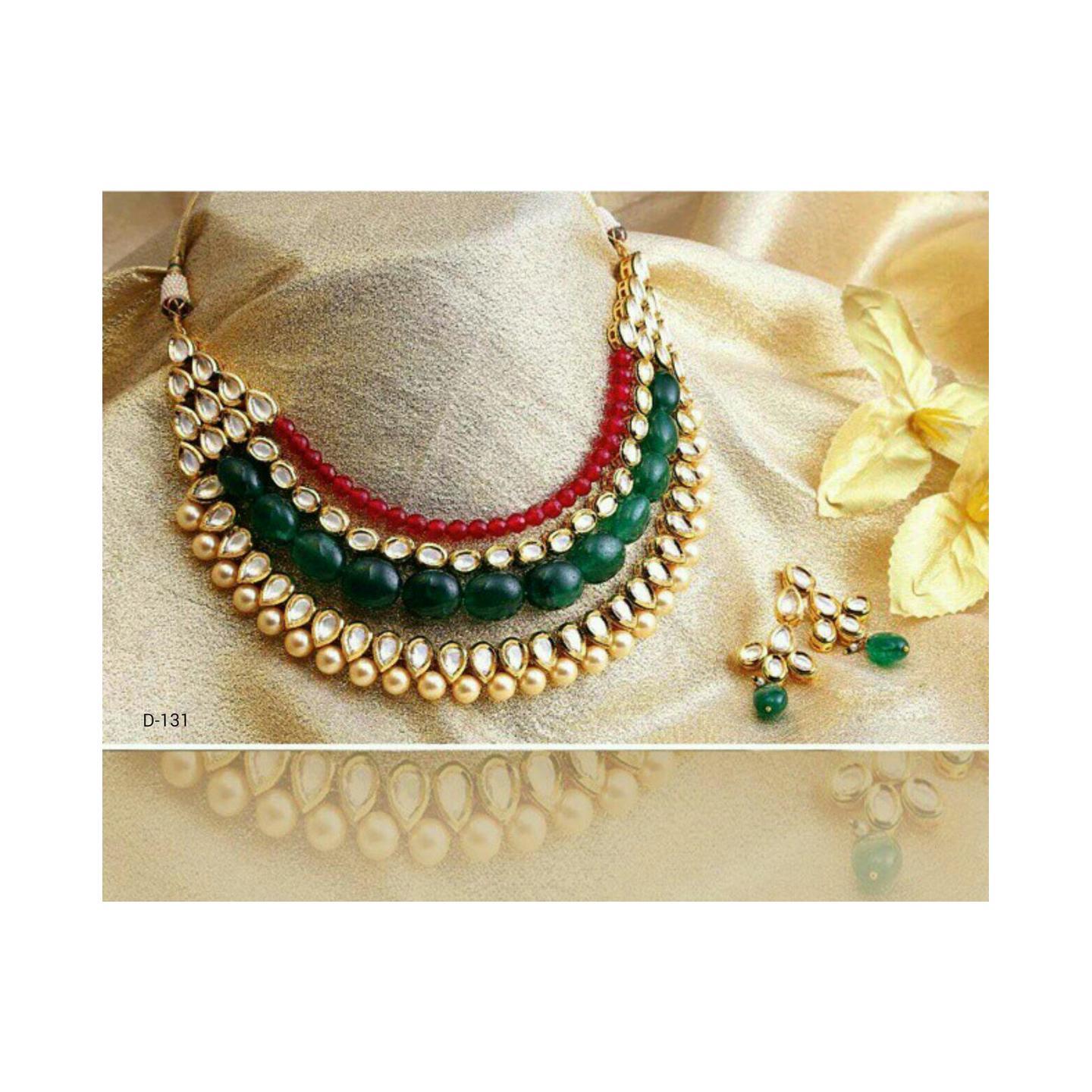 Multi Layer Kundan Choker Necklace With Earring