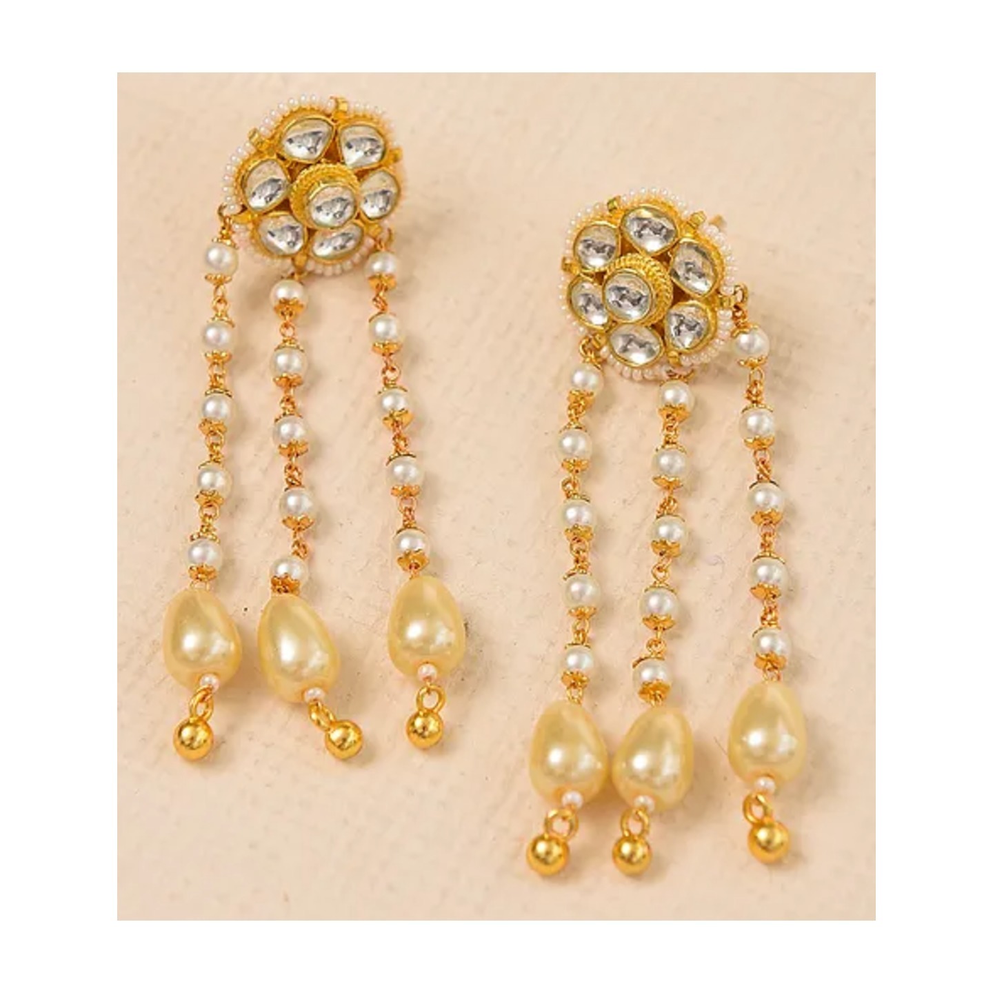 Gold Tone Kundan Earring