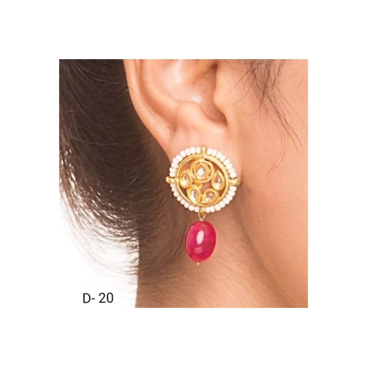 Kundan Earring Ruby Red Stone 045