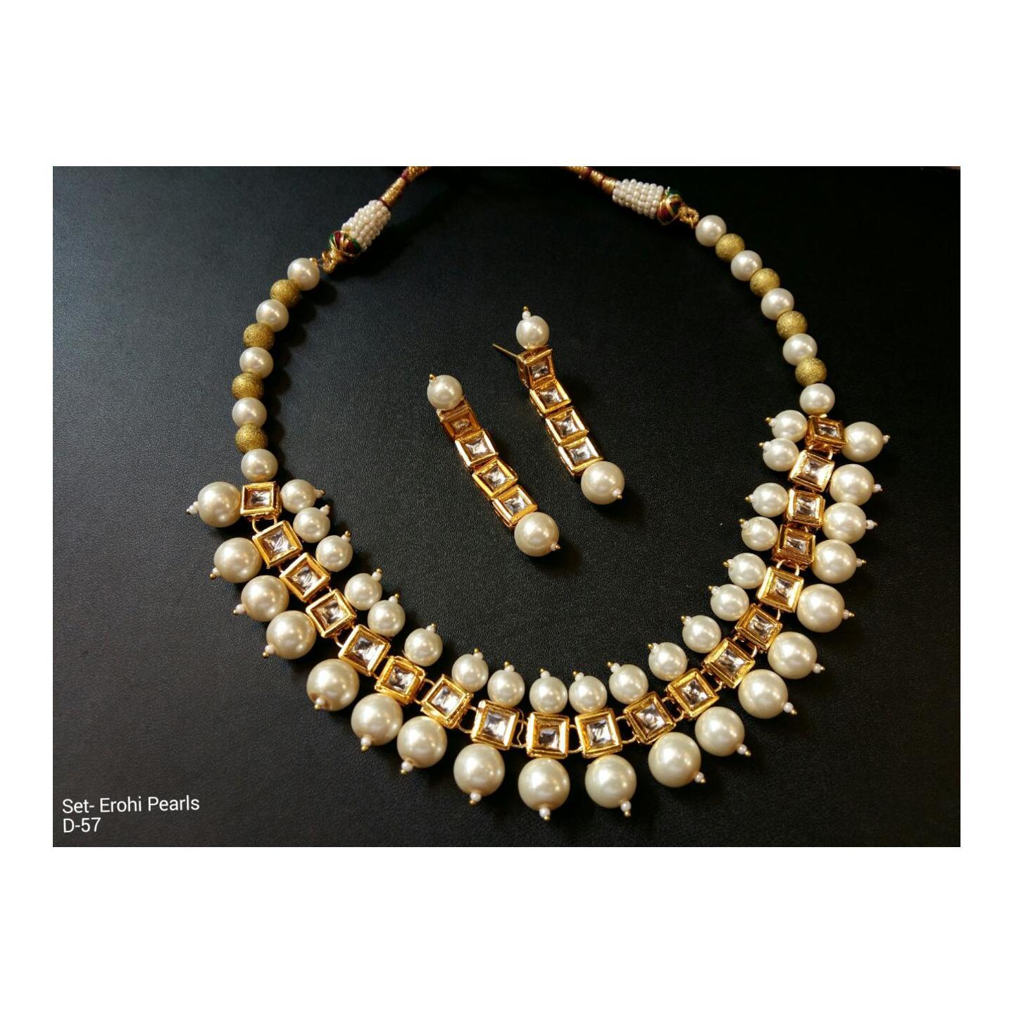Kundan Choker Neckline Set With Earring White Onyx Pearl