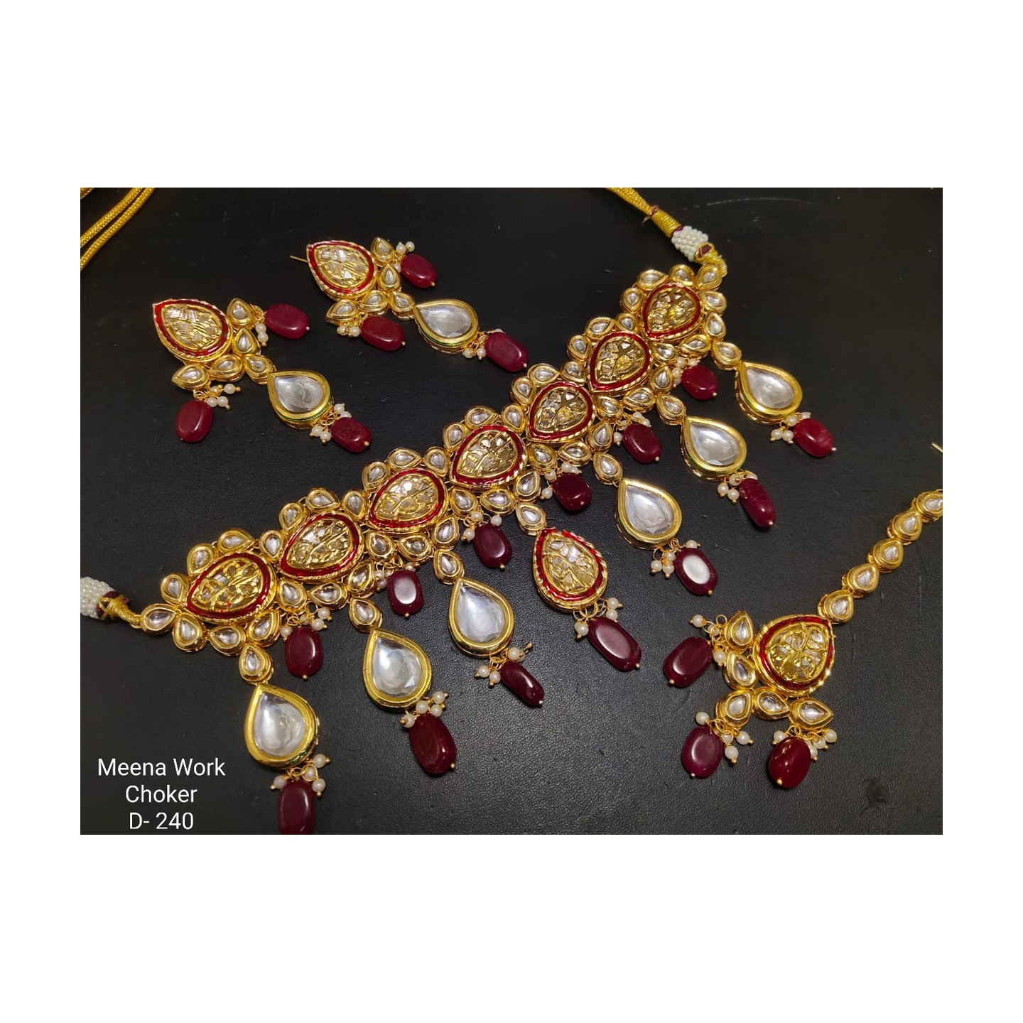 Kundan Choker Necklace Set With Earring ,Tikka 01