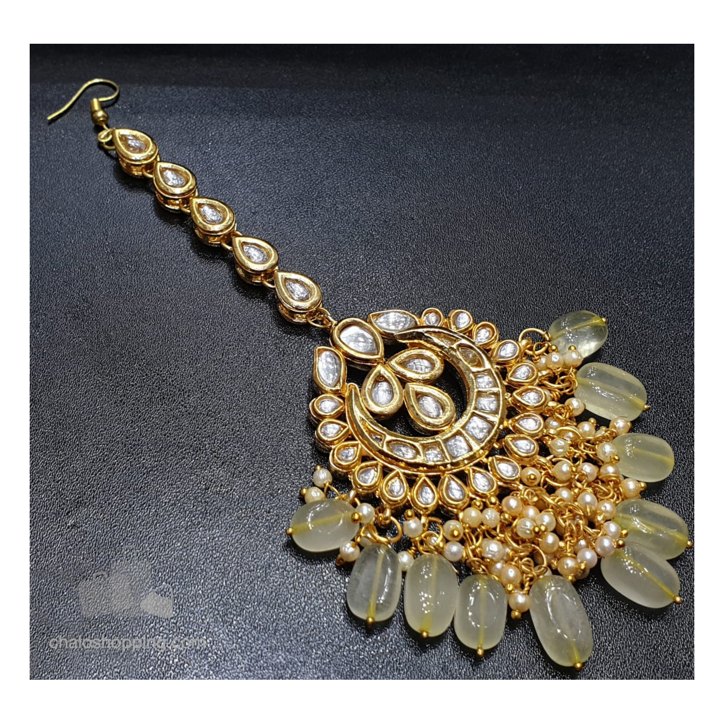 Yellow Agate Kundan Meena Tika