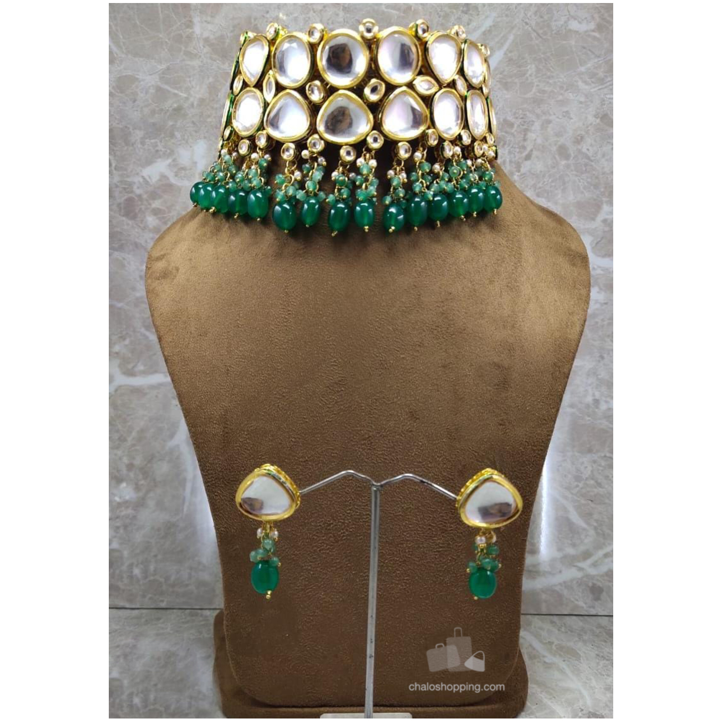 Green Agate Kundan Choker