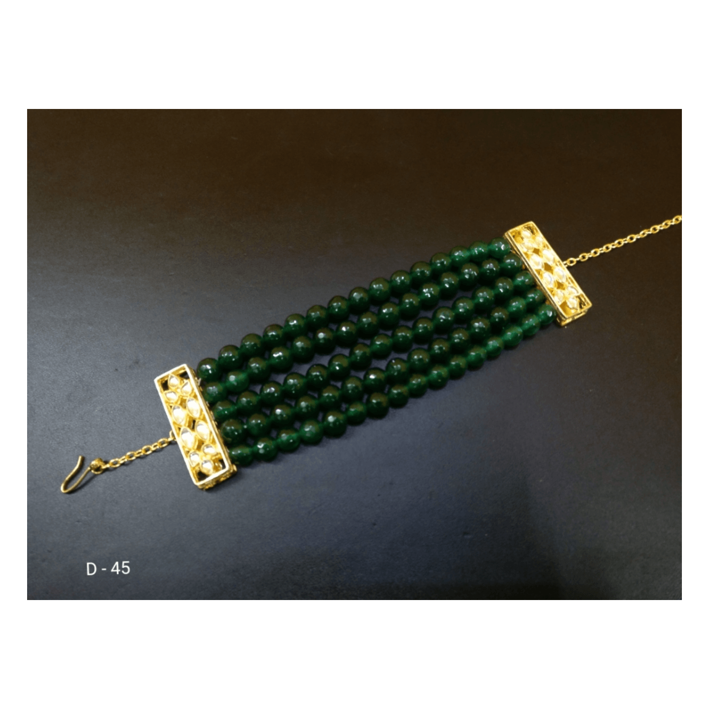 High Quality Kundan Bracelet Green Onyx Pearl
