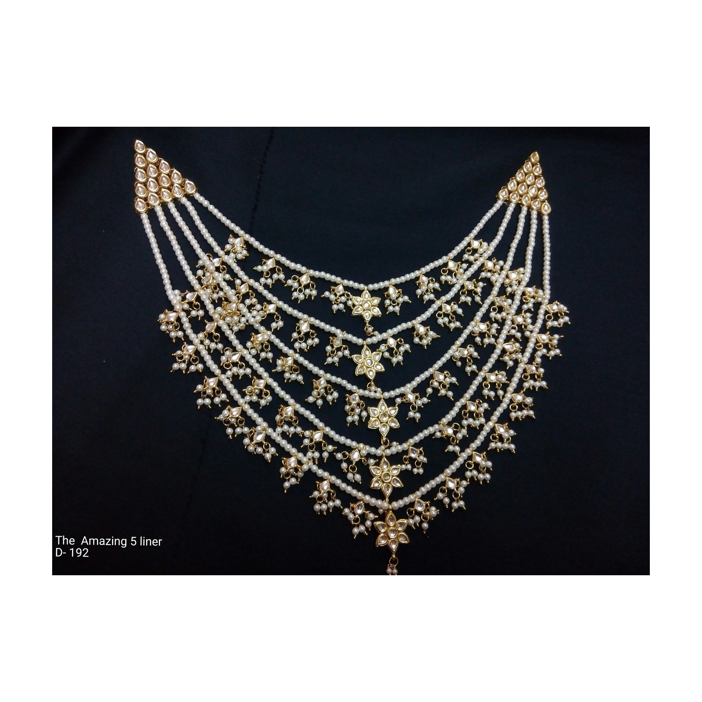 Multi Layer Kundan Necklace Set White Onyx Pearl