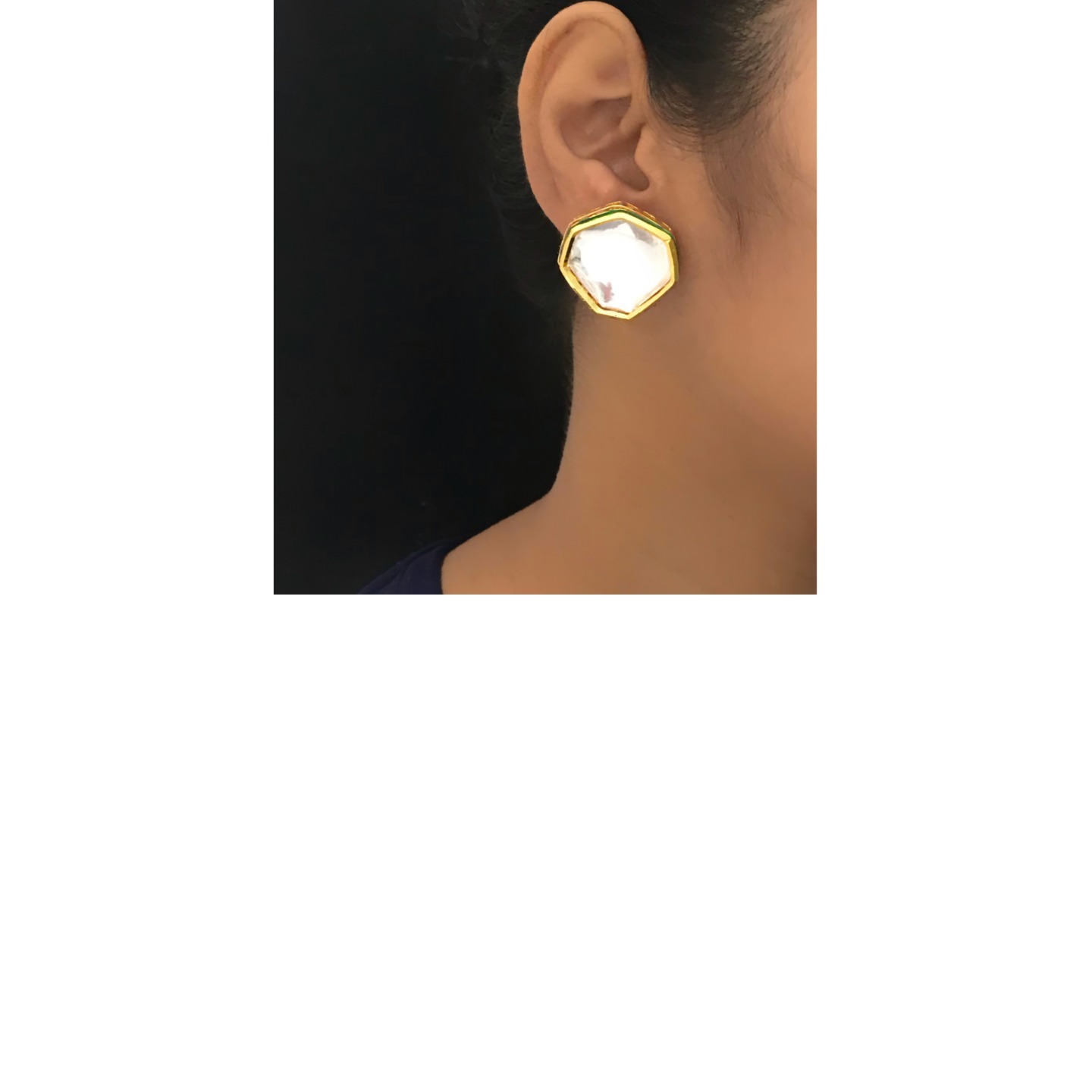 Gold Inspired Uncut Septa Kundan Studs