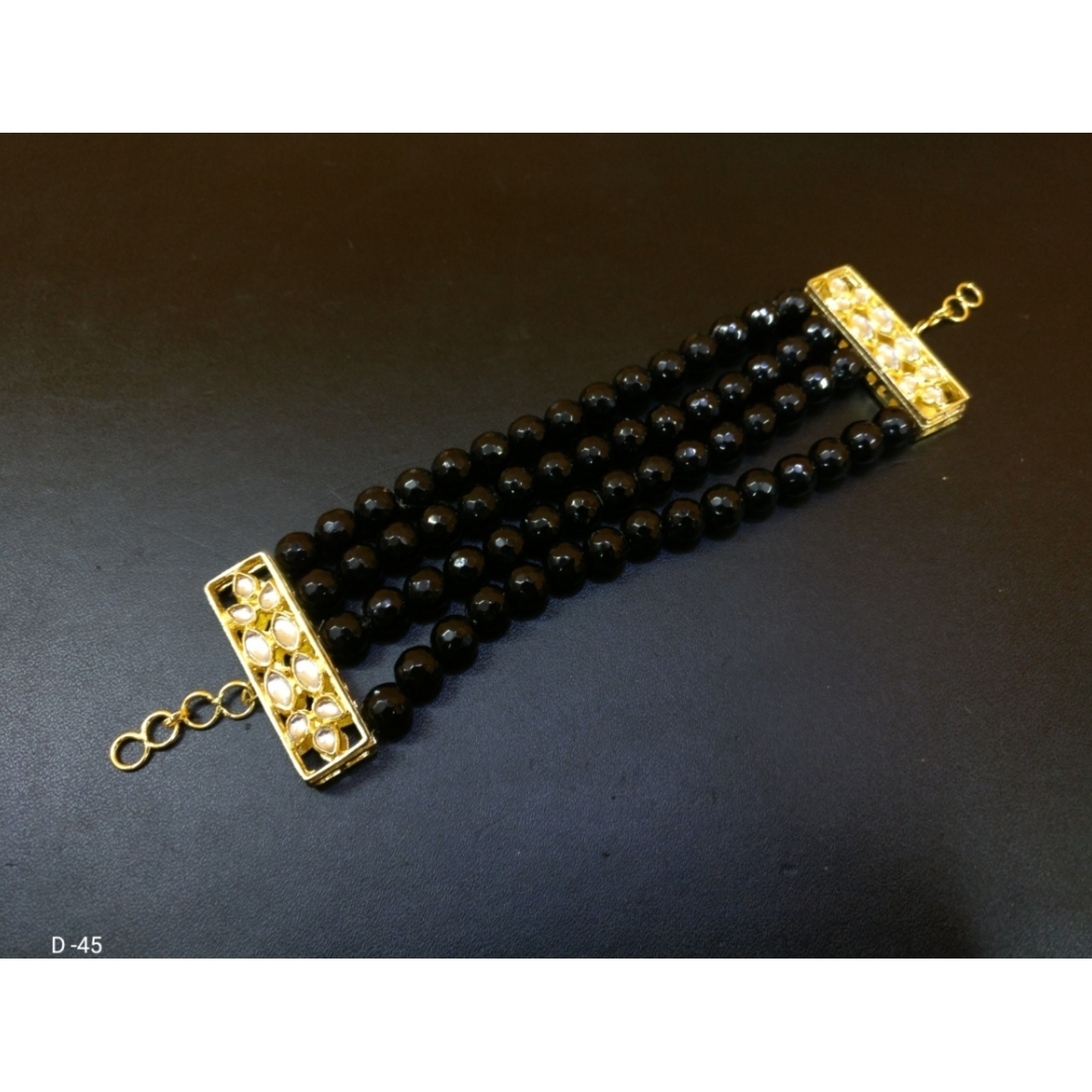 High Quality Kundan Bracelet Black Onyx Pearl