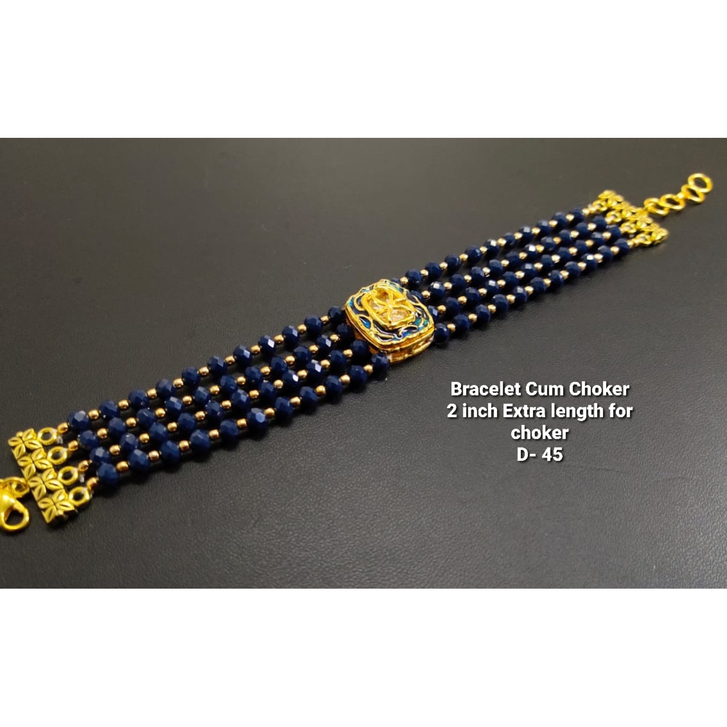 Kundan Choker With Black Crystals Neckline
