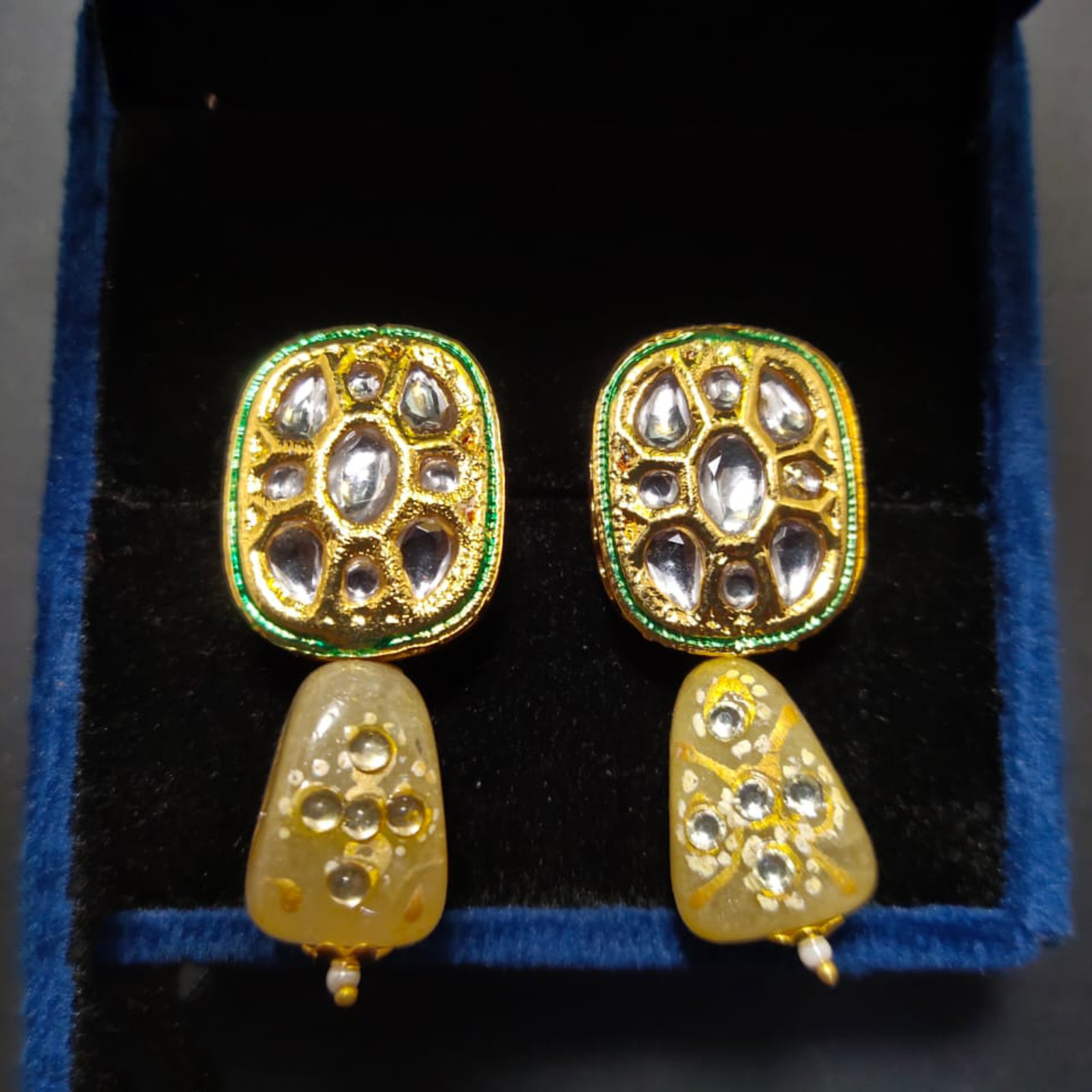 Small Kundan Studs 08 Yellow