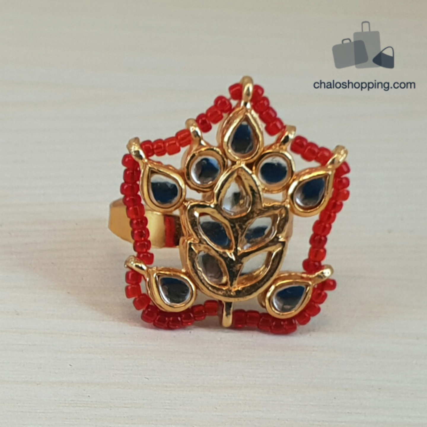 Kundan Ring - Red