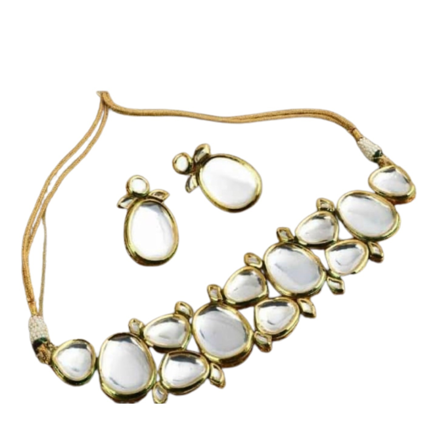 Gold Tone Choker Necklace Set With Earring
