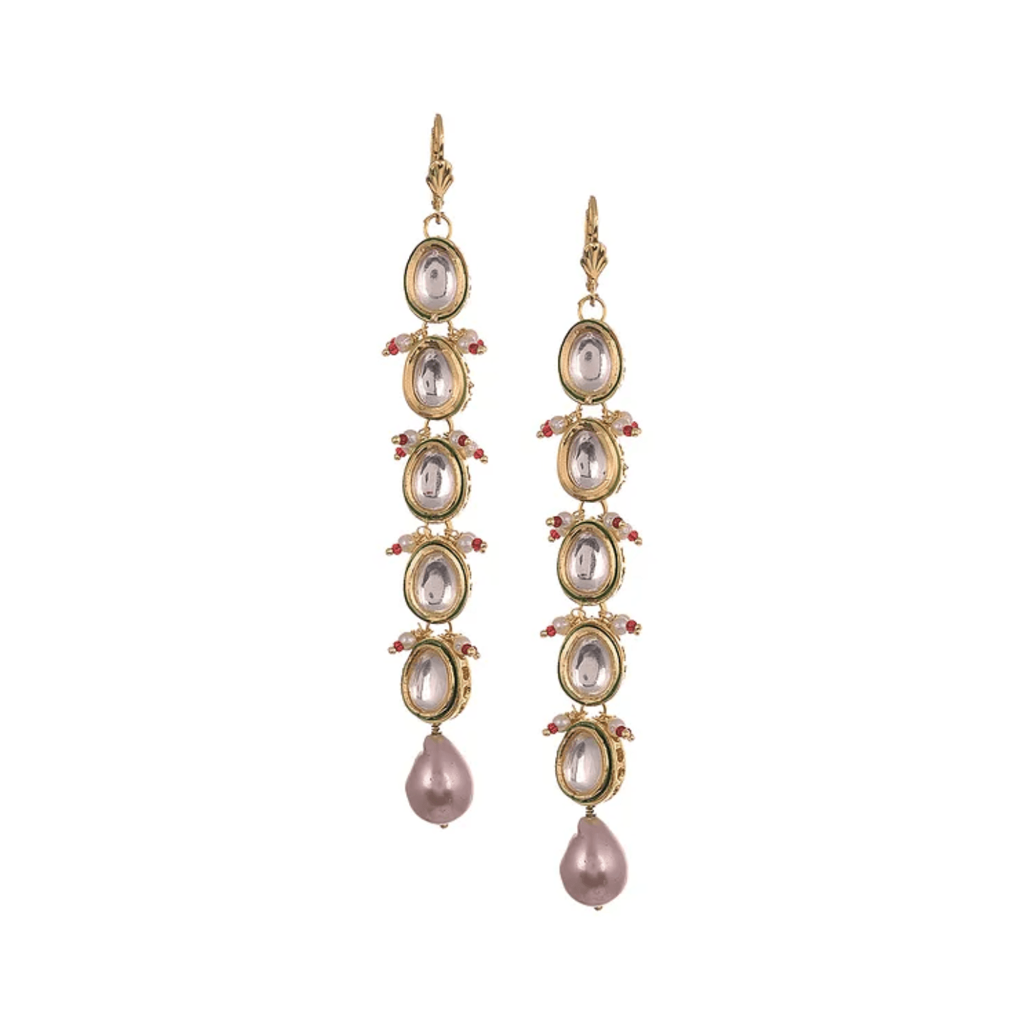 Gold Plated Kundan Earring With Pearls