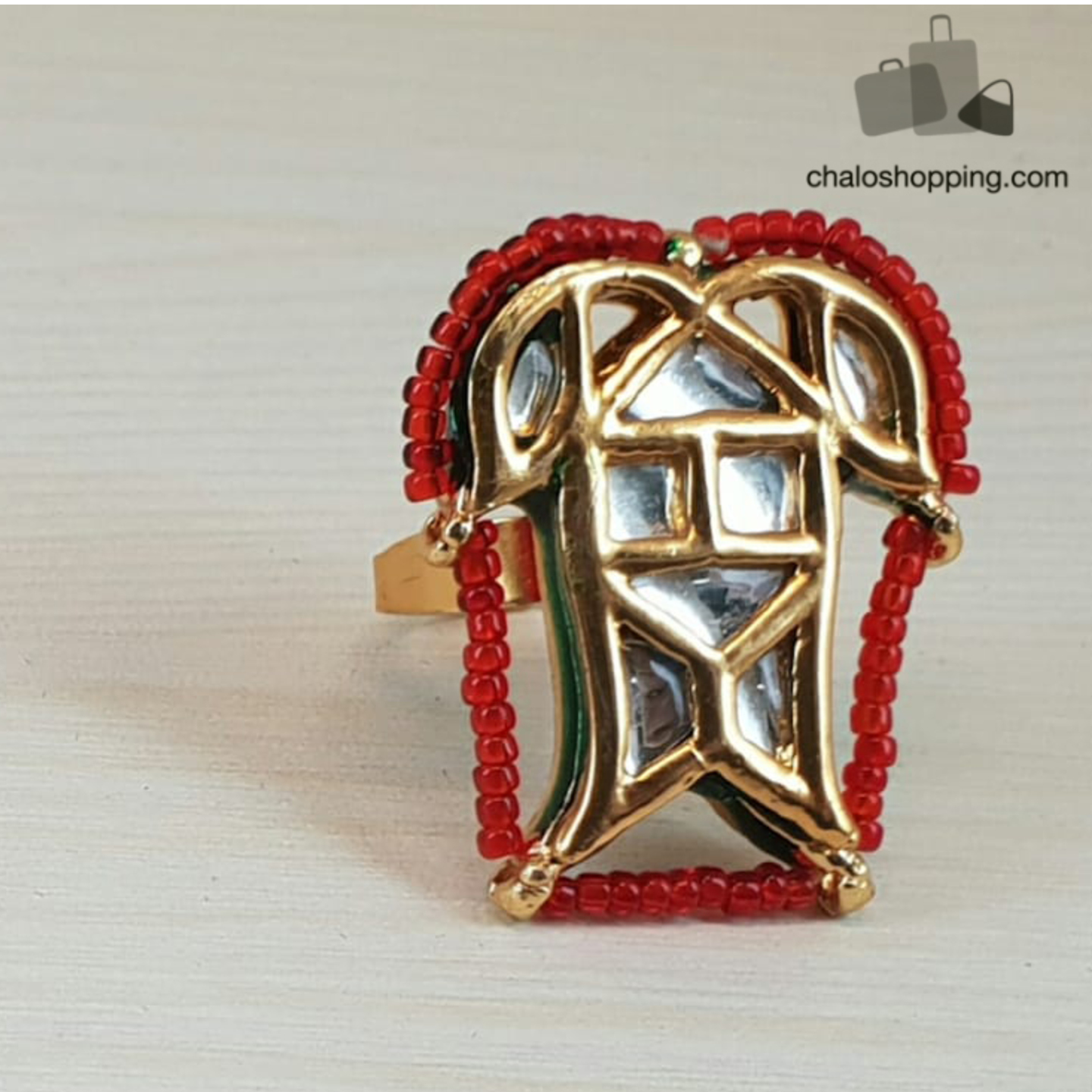 Kundan Ring - Red