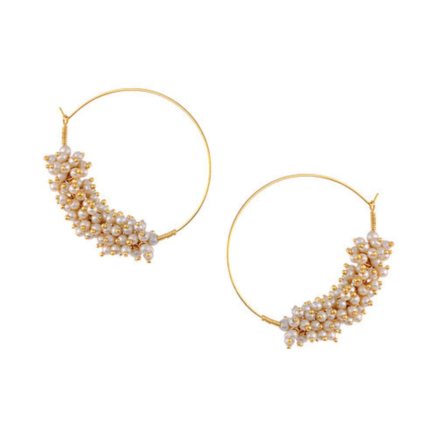 Gold Tone Hoop Earrings with Pearls