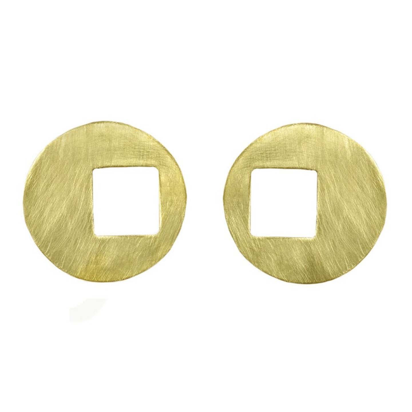 African Window Brass Disc Earrings
