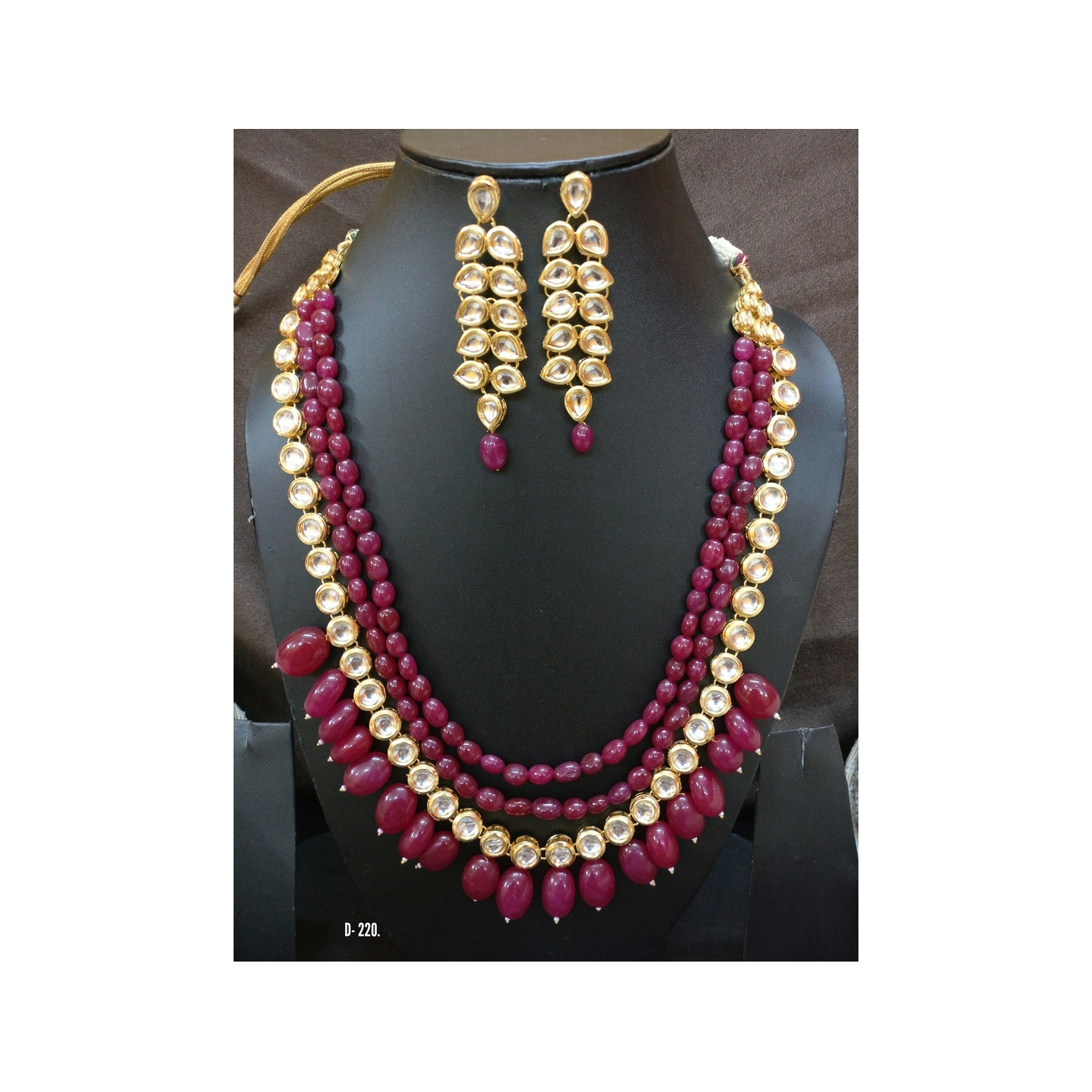 Kundan Long Necklace Set With Earring