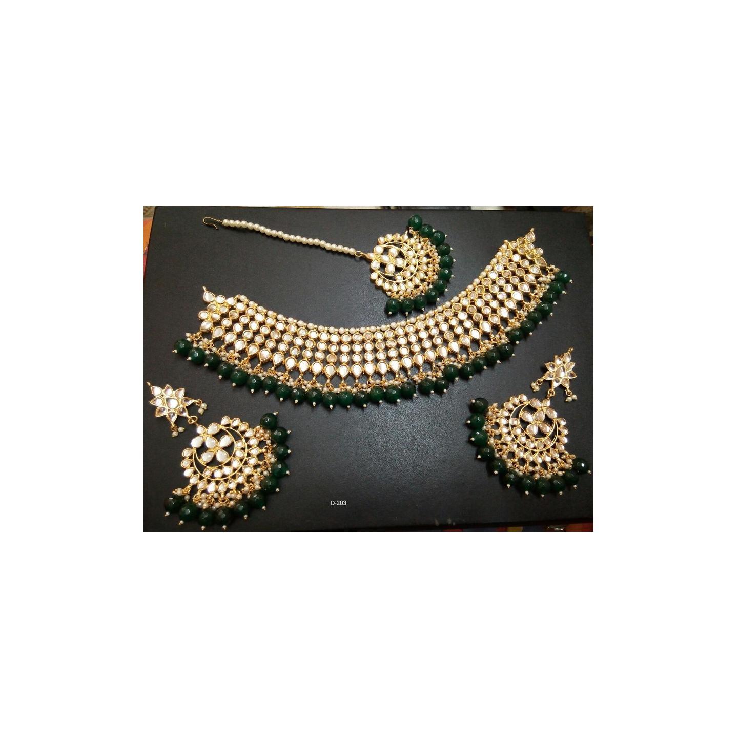 Kundan Choker Necklace Set With Earring ,Tikka