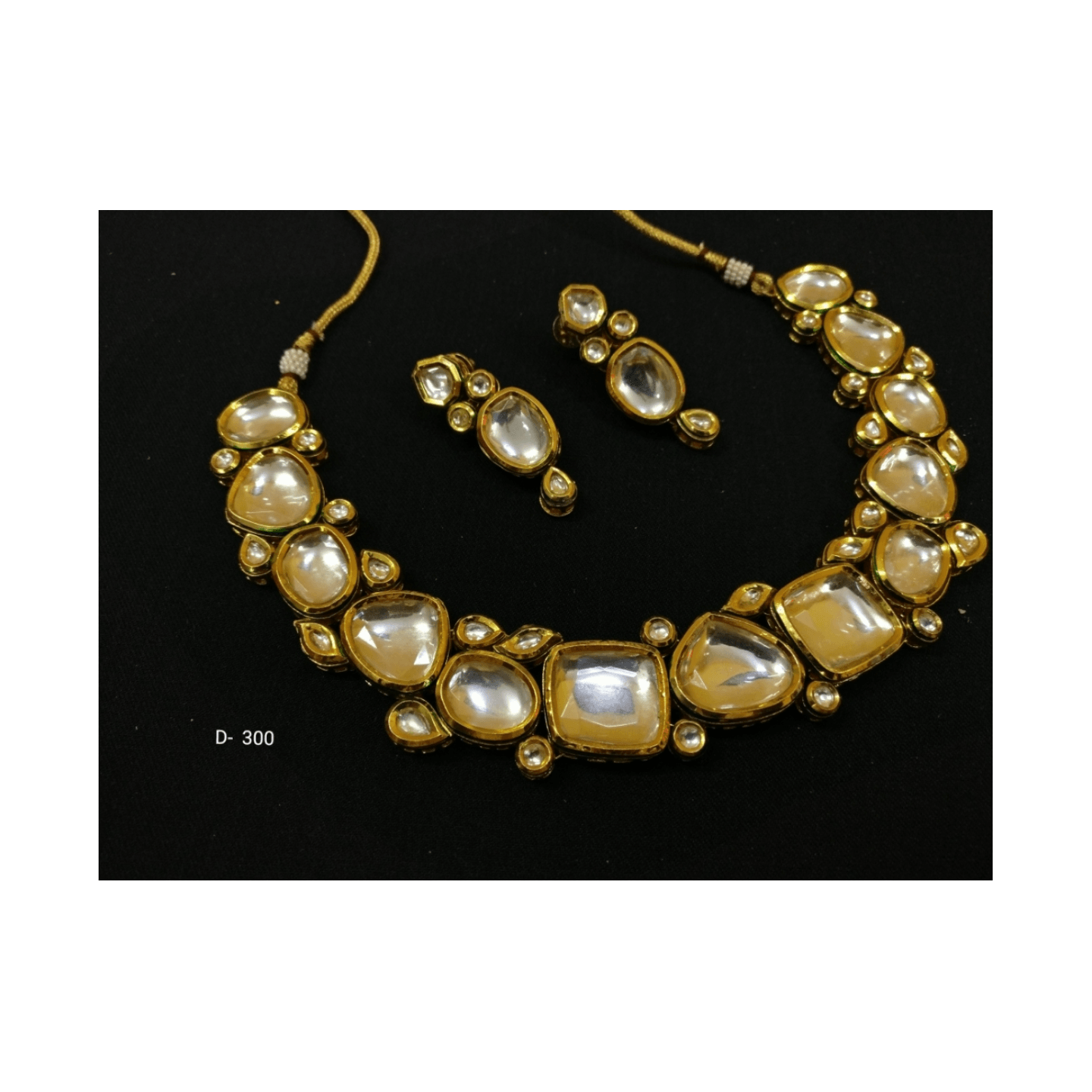 Kundan Choker Necklace Set With Earring Yellow Onyx 