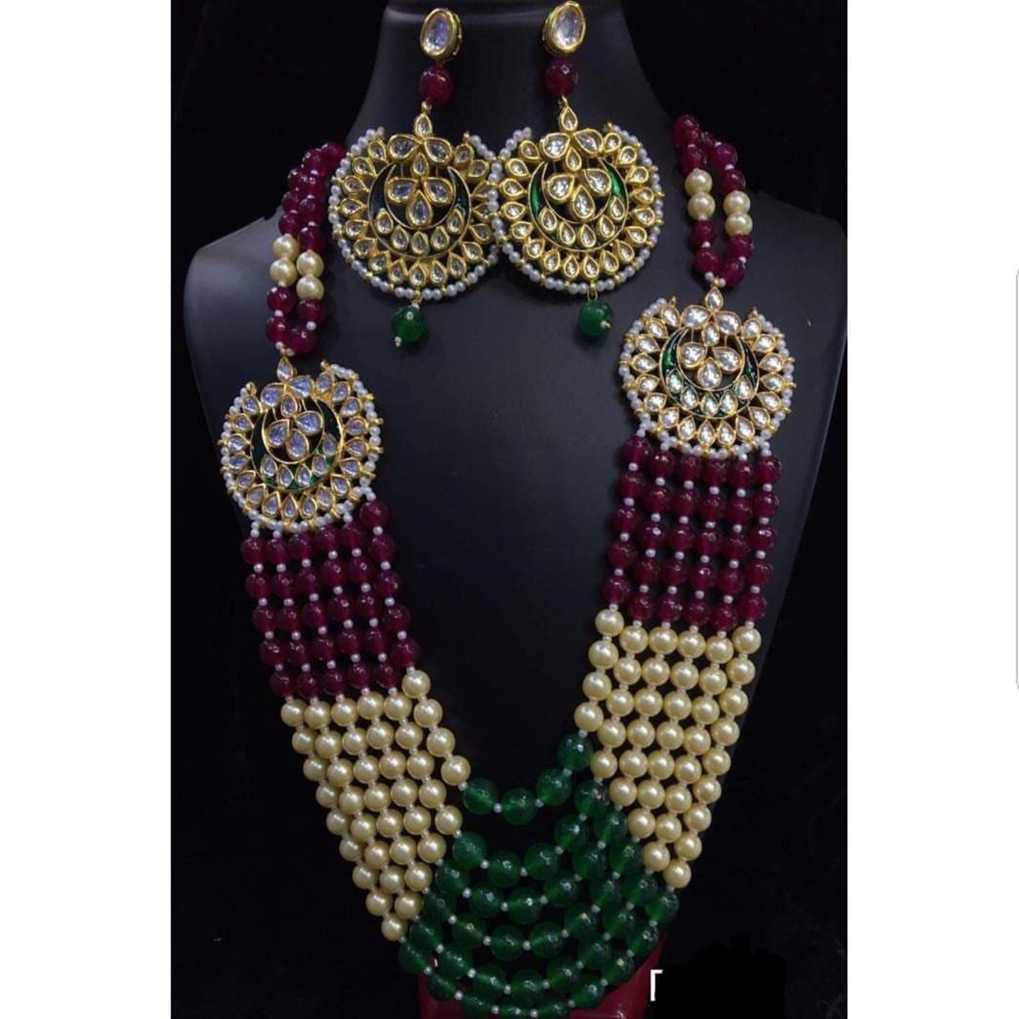 Kundan Long Necklace Set With Earring