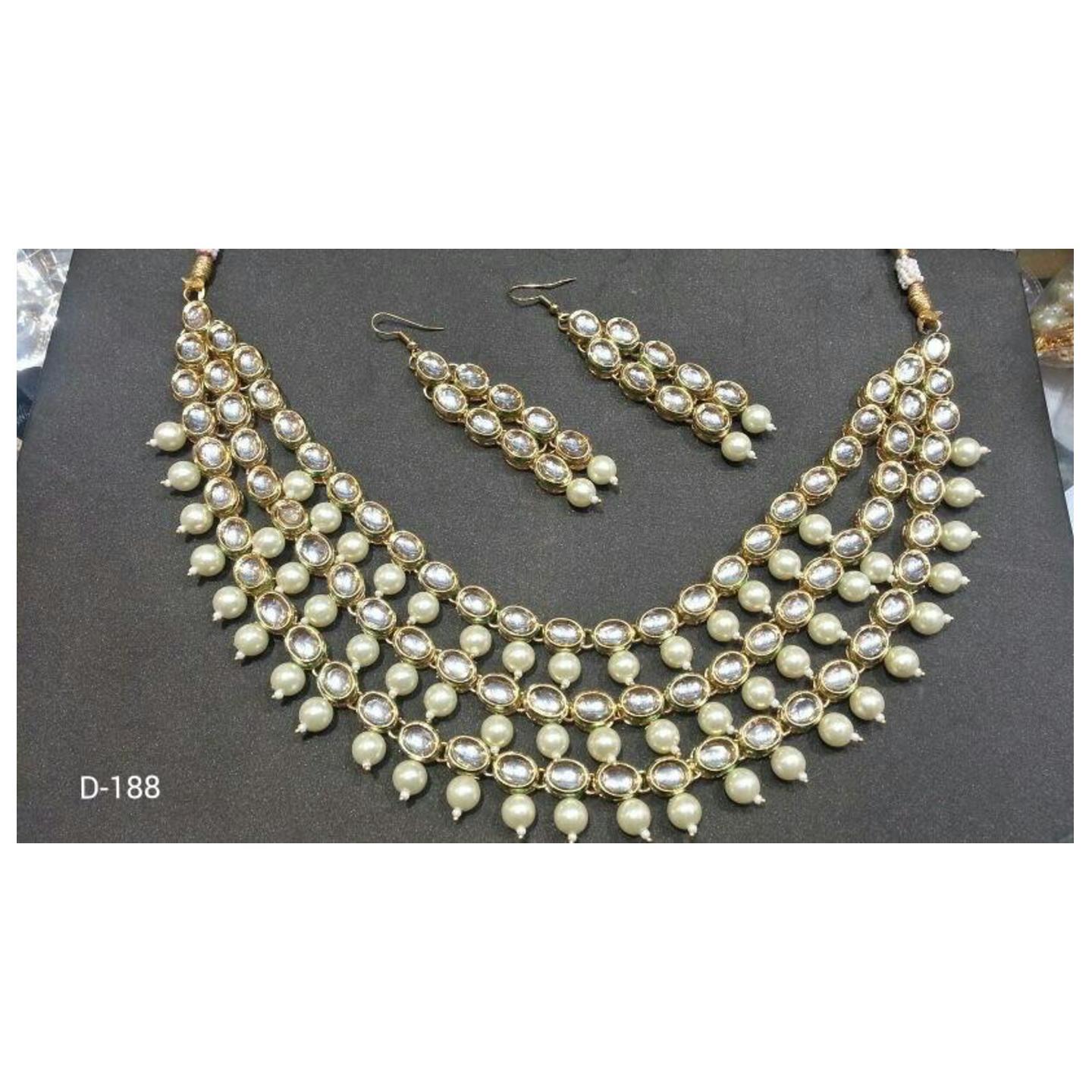 High Quality Kundan Triple Layer White Onyx Pearl
