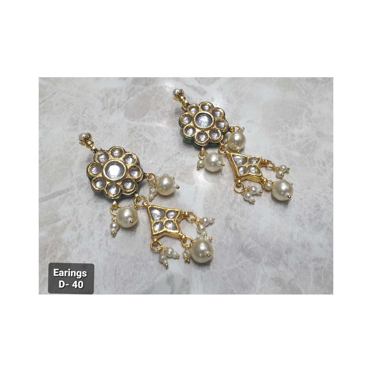 Kundan Earring 033 White Pearl