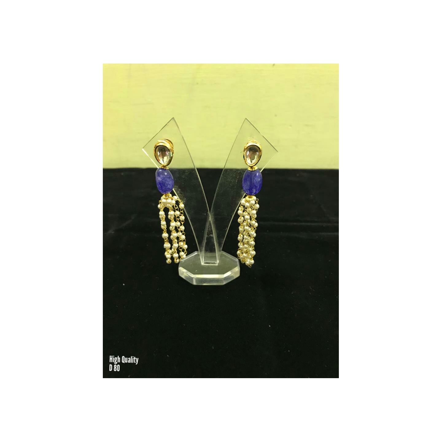 Kundan Earring 037 Blue Stone