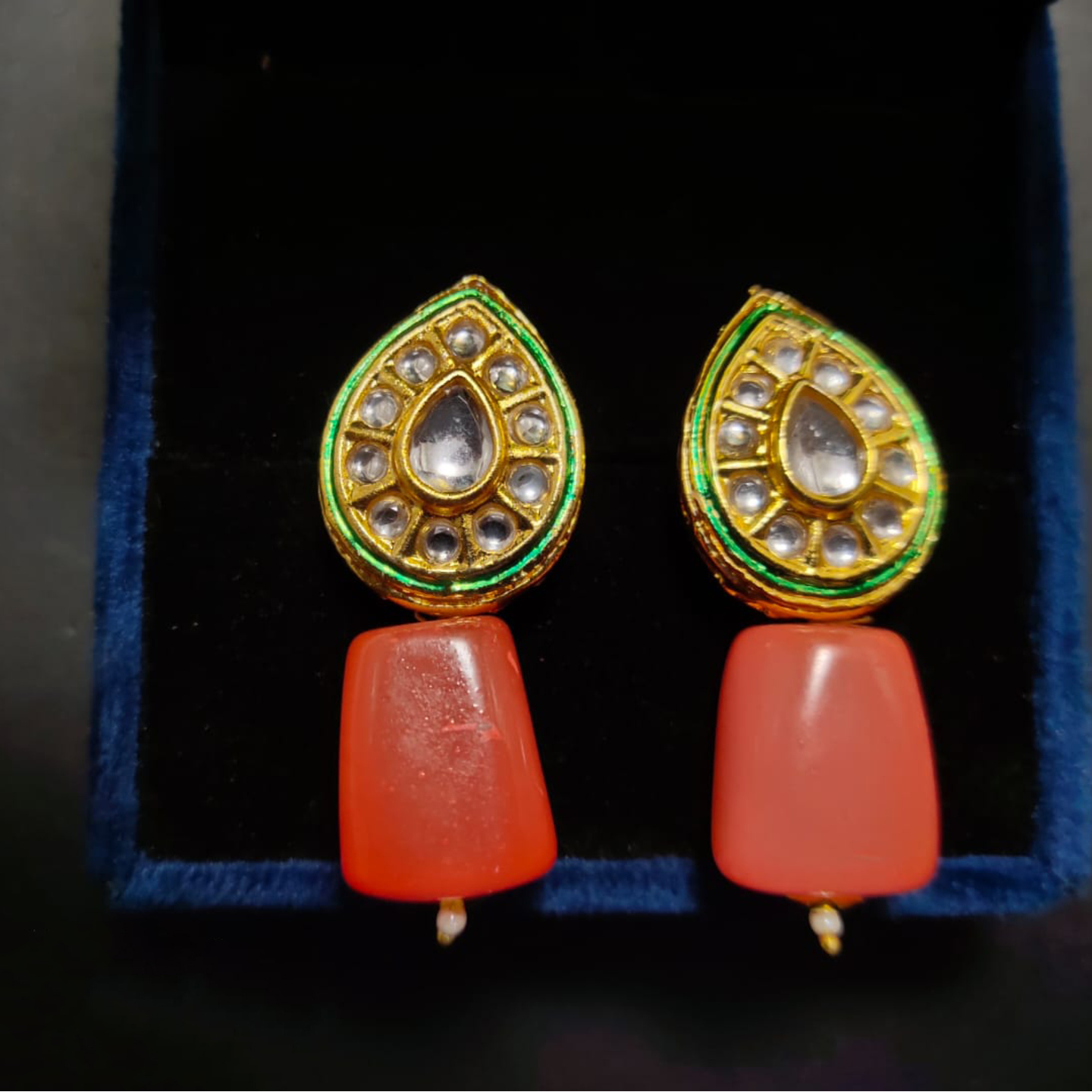 Small Kundan Studs 09 Orange
