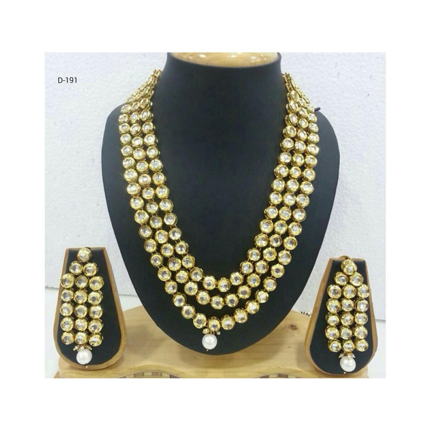 Multi Layer Kundan Necklace Set With Earring