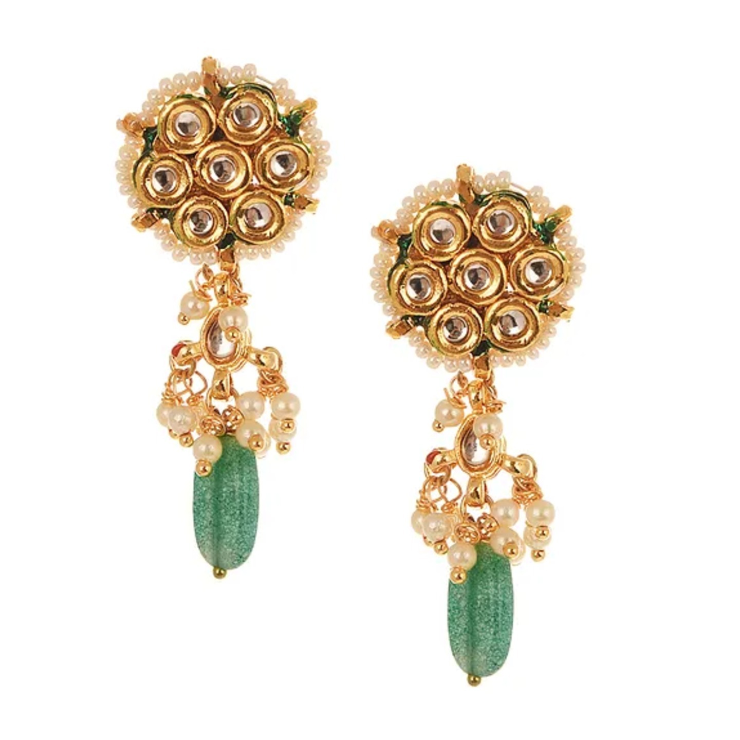 Green Gold Tone Kundan Earring 